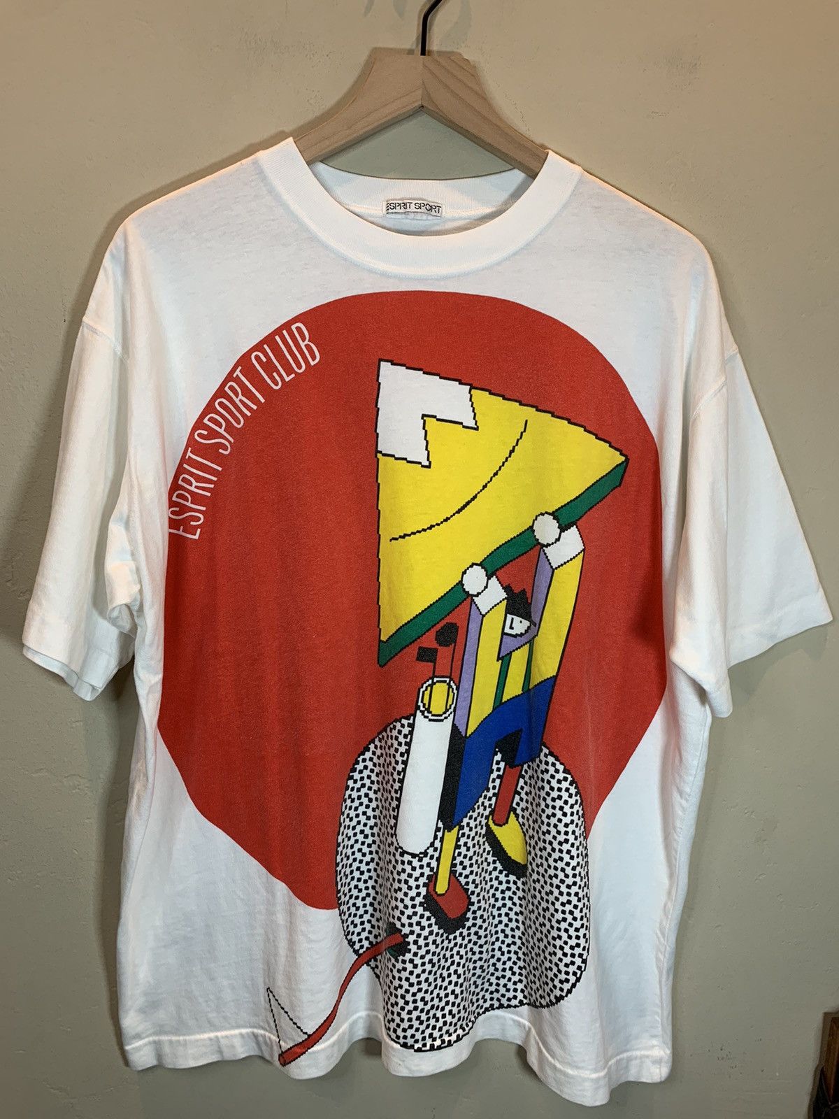Designer × Esprit × Vintage *RARE* Vintage 80s Esprit Sport Club Art Single Stitch Shirt Size US XL / EU 56 / 4 - 1 Thumbnail
