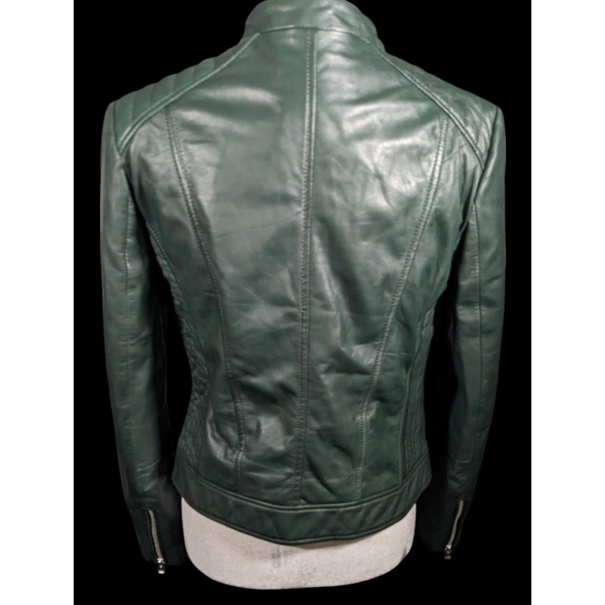 Other Corbani Green Quilted Shoulder Genuine Leather Moto Jacket S Size M / US 6-8 / IT 42-44 - 2 Thumbnail