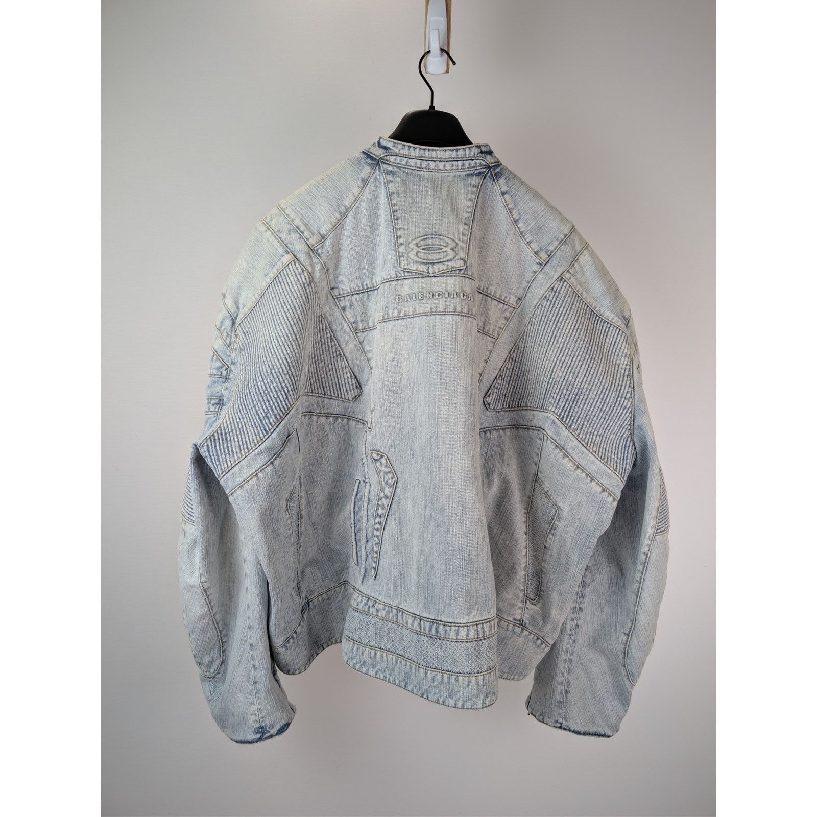 Balenciaga o1rshd1 Italian Indigo Ring Denim Racer Jacket Bleached Ring Size US XL / EU 56 / 4 - 11 Thumbnail