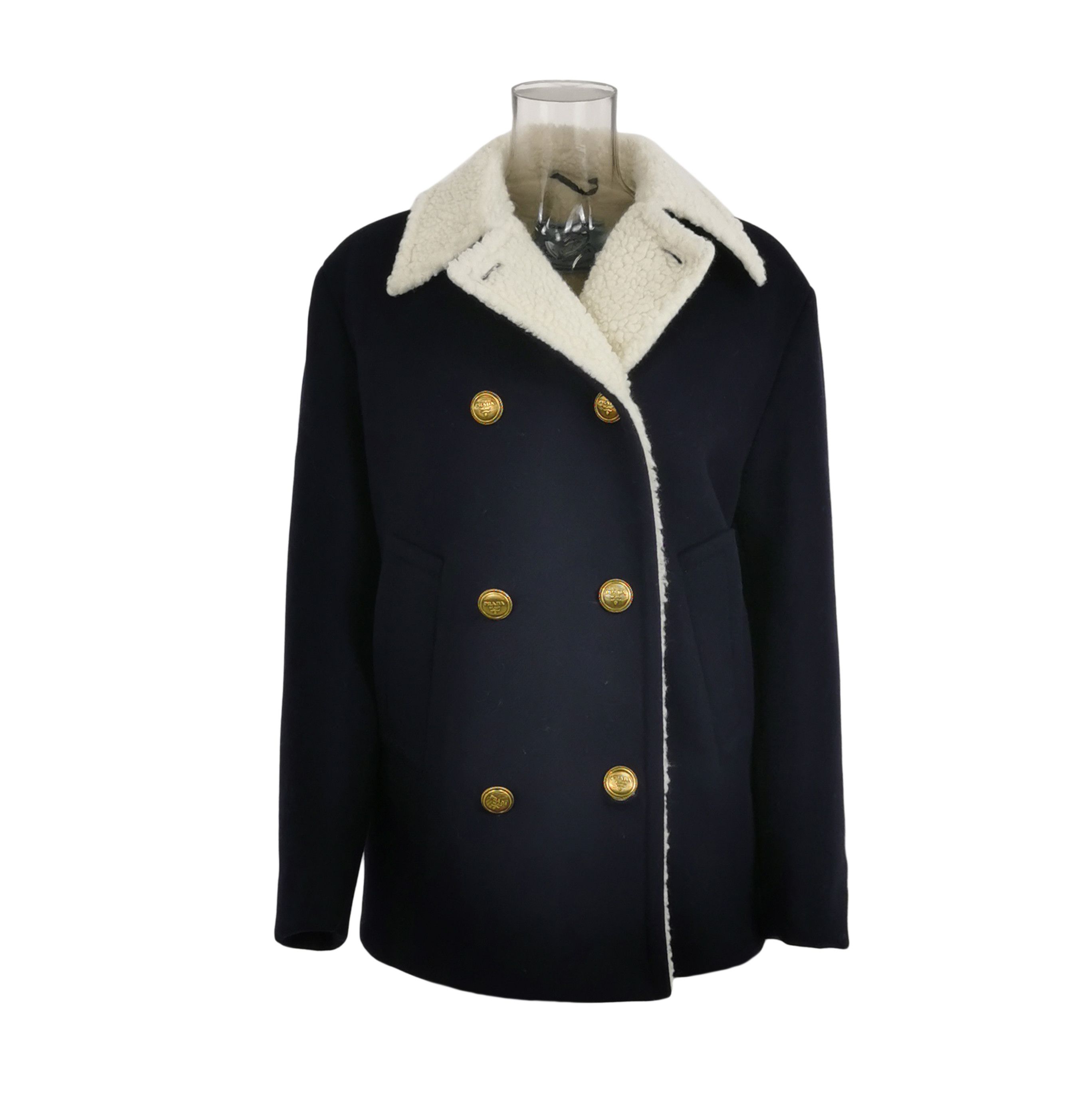 Prada Prada Double Breasted Wool Blend Long Sleeve Coat 0079 Size US L / EU 52-54 / 3 - 1 Thumbnail