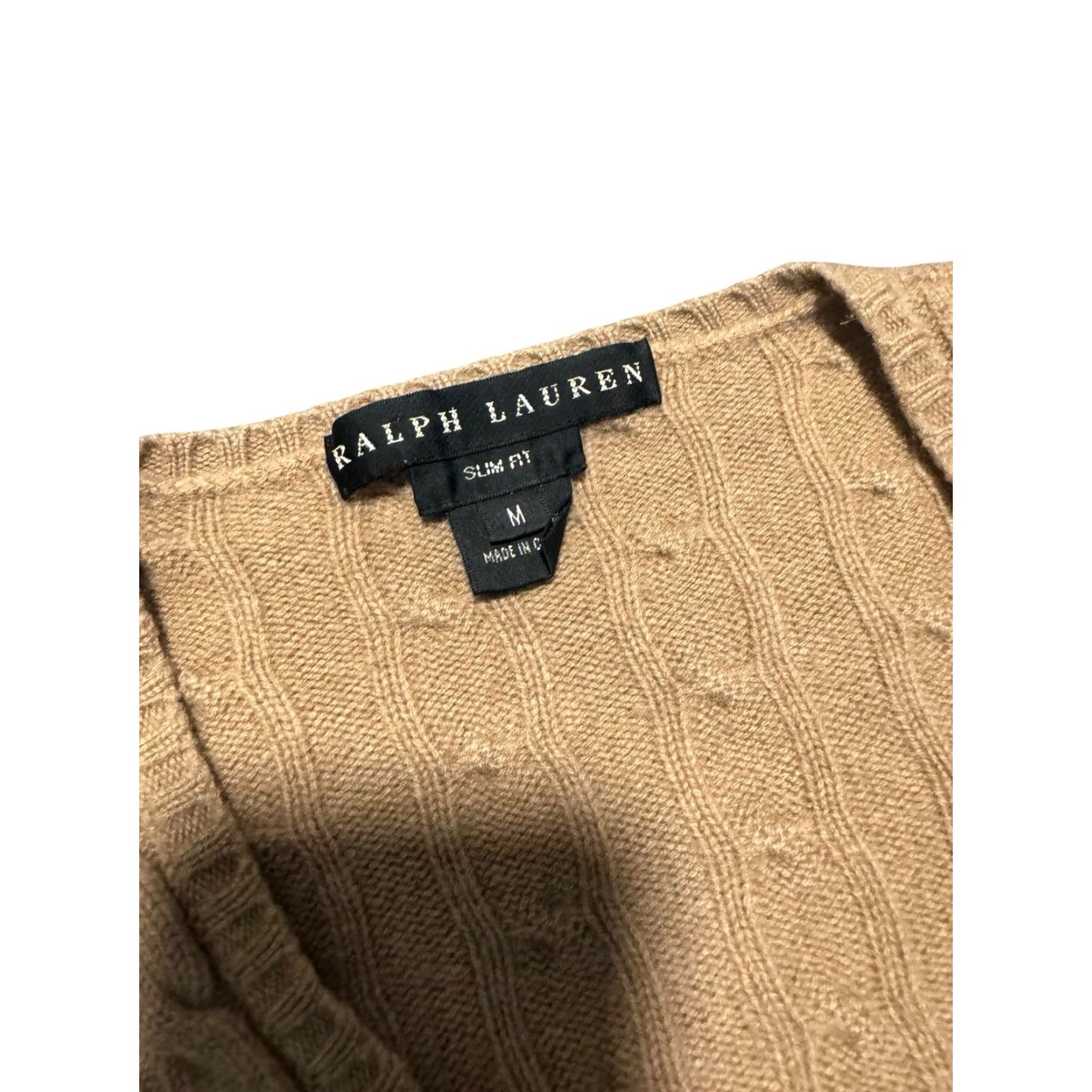 Ralph Lauren VINTAGE Ralph Lauren Black Label Women's Beige 100% Cashmere Cable Knit Sweater Med Pullover Size M / US 6-8 / IT 42-44 - 7 Thumbnail