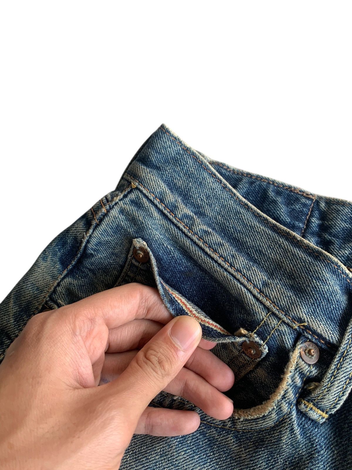 Kapital VINTAGE EDWIN 505X SELVEDGE FADED & RUSTY DISTRESSED DENIM Size US 30 / EU 46 - 14 Thumbnail