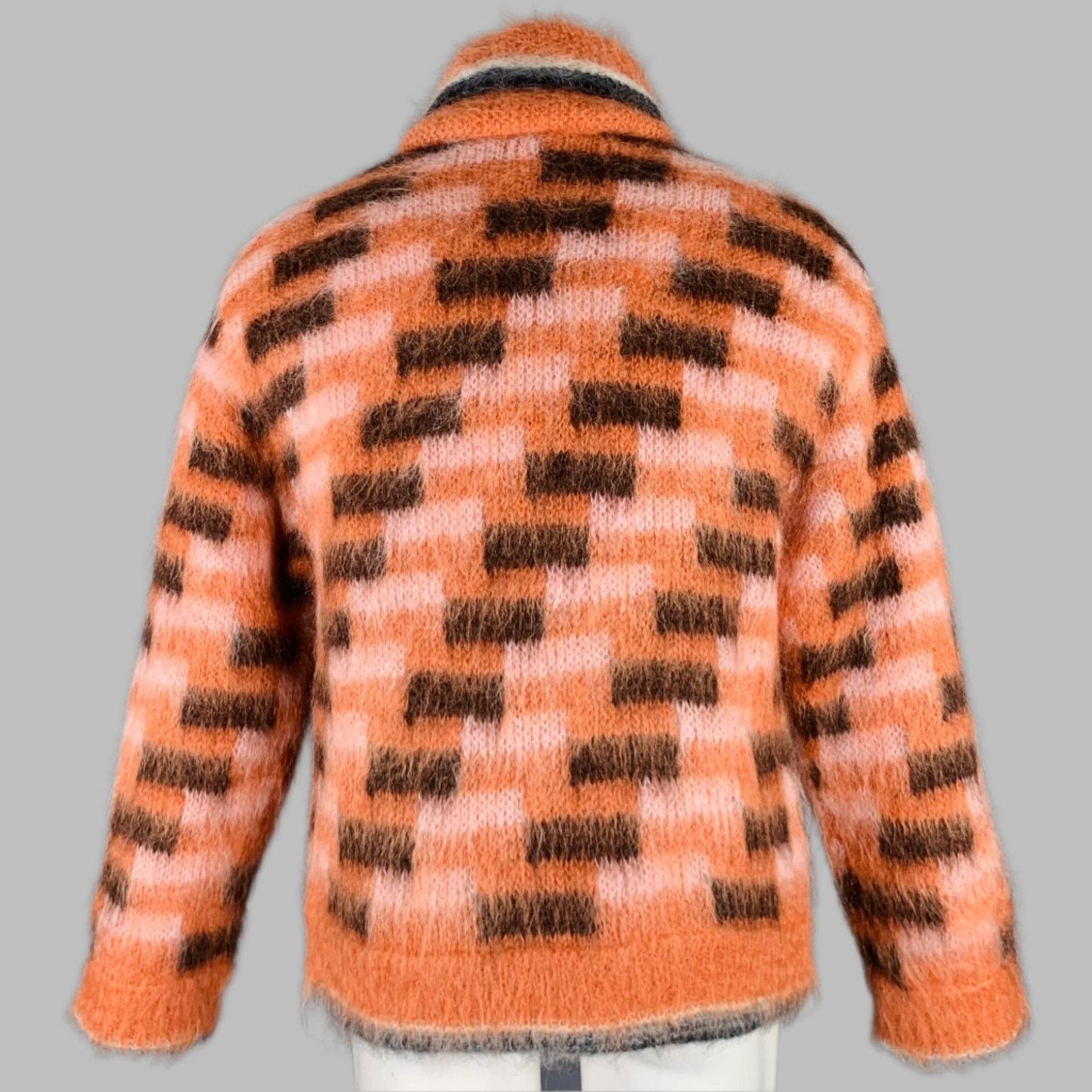 Marni MARNI S/M Orange Black Fuzzy Wuzzy Mohair Cardigan Jacket Size US S / EU 44-46 / 1 - 4 Thumbnail