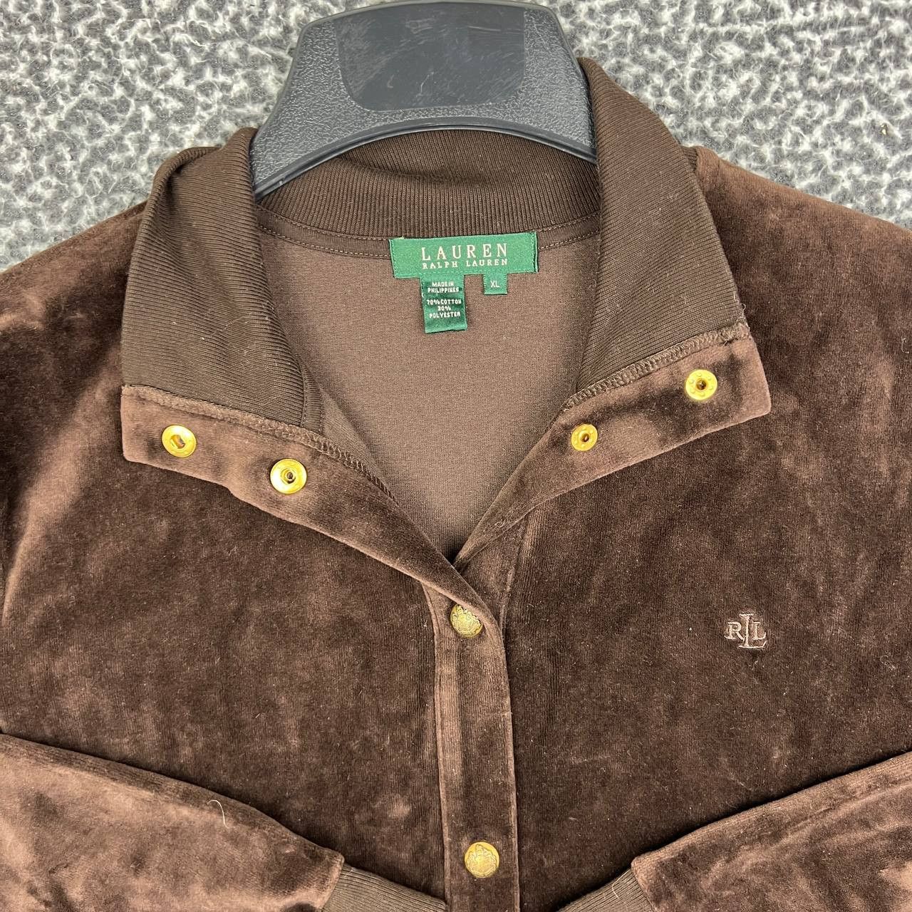 Lauren Ralph Lauren Lauren Ralph Lauren Jacket Women XL Brown Velour Snap Button Size XL / US 12-14 / IT 48-50 - 3 Thumbnail