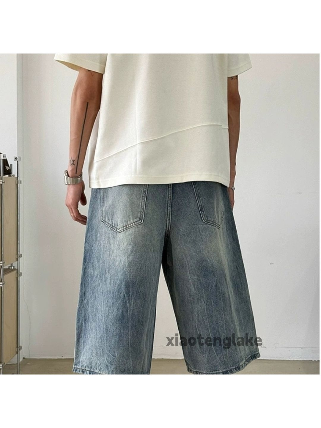 Designer Unisex washed faded loose baggy hiphop cargo shorts Size US 30 / EU 46 - 5 Thumbnail