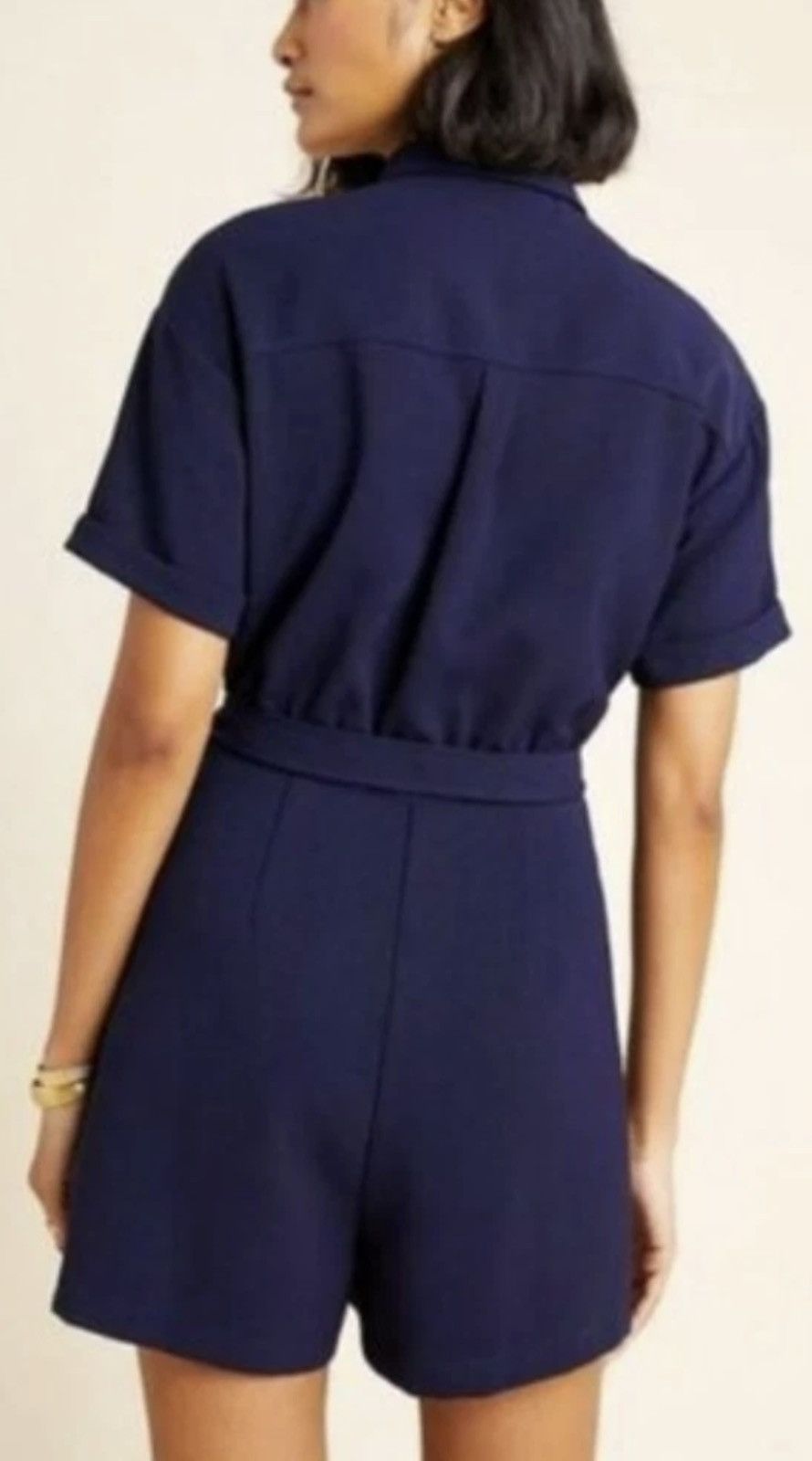 Anthropologie NWT$118 Greylin Delton Utility Navy Romper LARGE Size 34" / US 12 / IT 48 - 2 Thumbnail