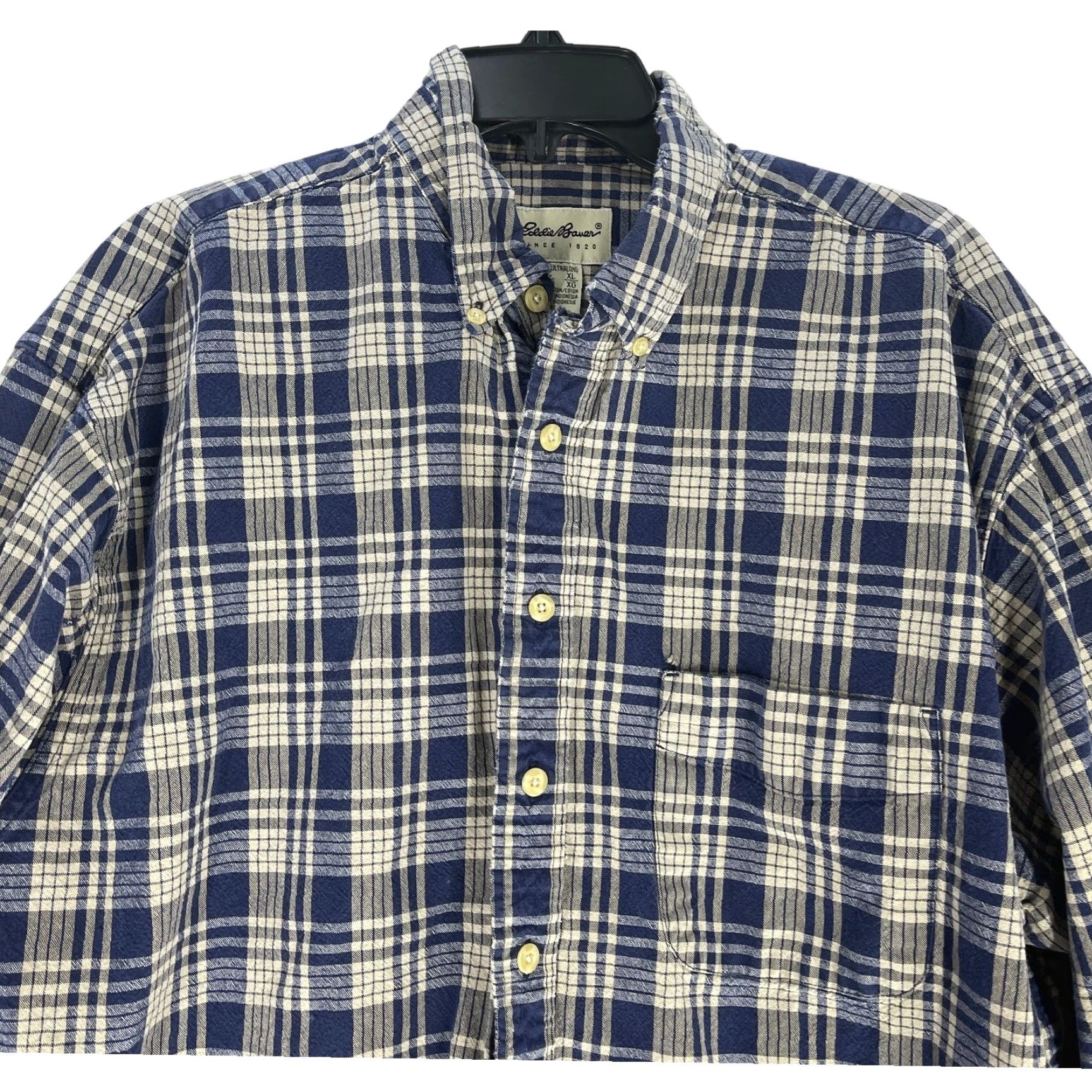 Eddie Bauer VINTAGE Eddie Bauer Button Up Shirt Mens XL Blue Plaid Long Sleeve Cotton FLAWed Size US XL / EU 56 / 4 - 3 Thumbnail