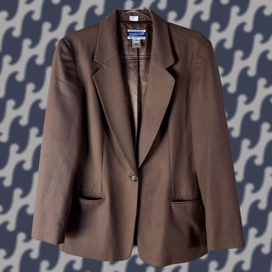 Pendleton Pendleton Blazer Jacket Brown Wool Single Button Notch Lapel 100% Virgin Wool Women Size 8 Size M / US 6-8 / IT 42-44 - 1 Thumbnail