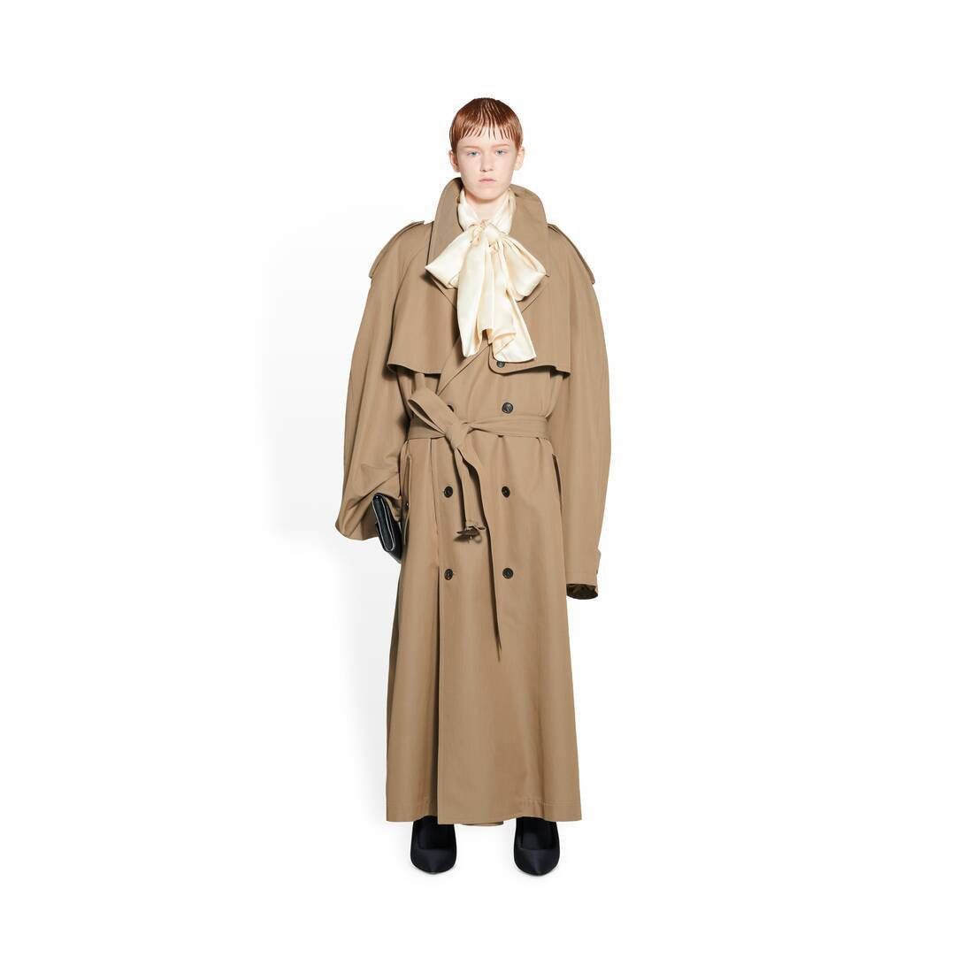 Balenciaga oc11z0825 Oversized Trench Coat in Beige Size L / US 10 / IT 46 - 3 Thumbnail
