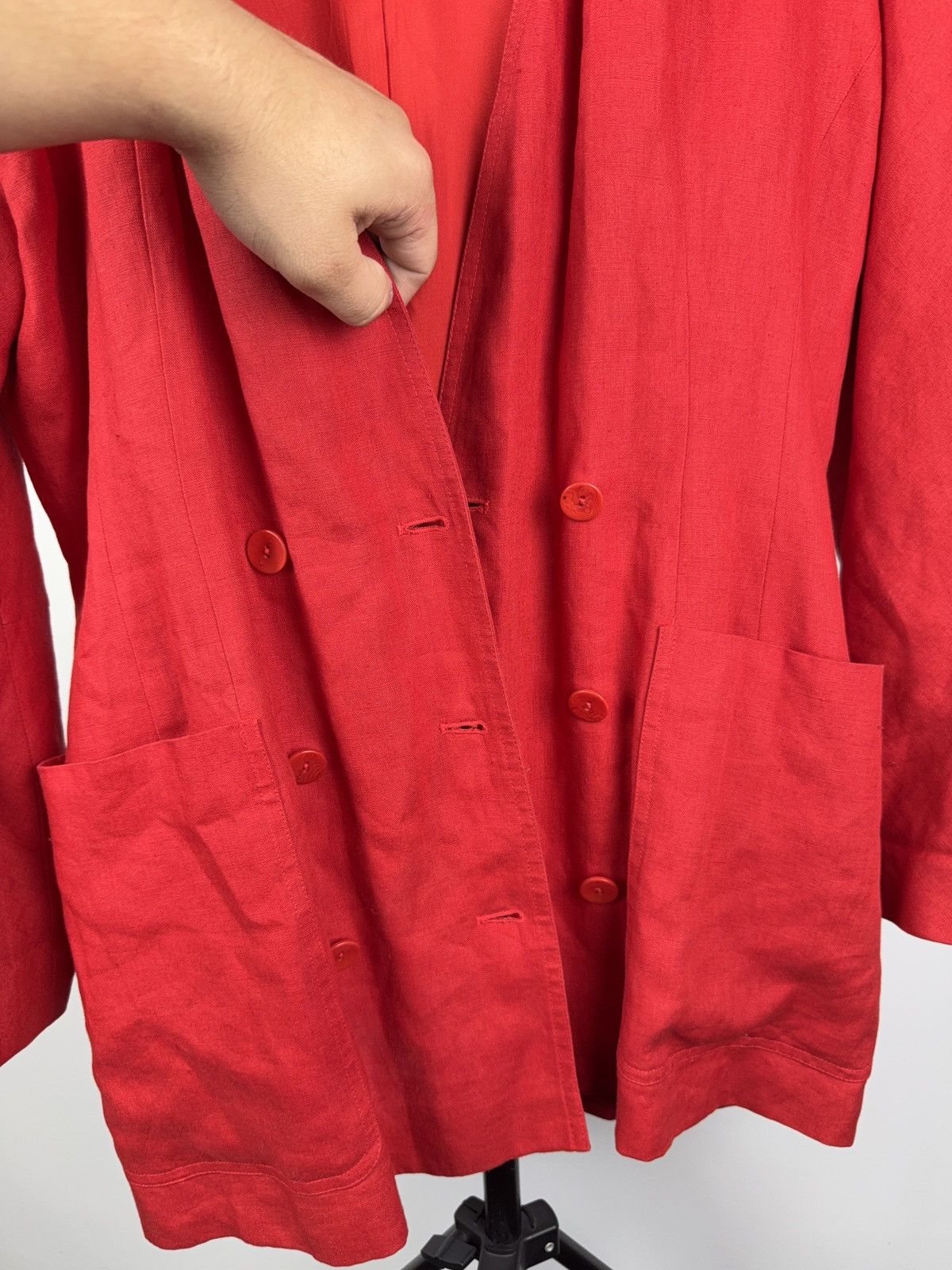 Bogner 80s Vintage Bogner Red Linen Blazer Made in West Germany Size L / US 10 / IT 46 - 12 Thumbnail