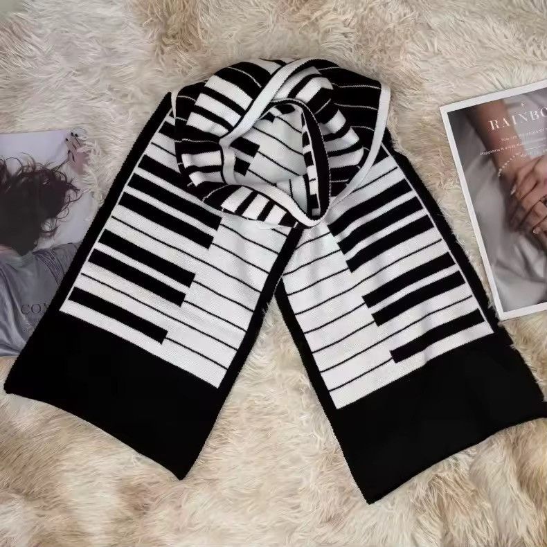 Other Japanese Style Piano Black White Warm Scarf Size ONE SIZE - 6 Thumbnail