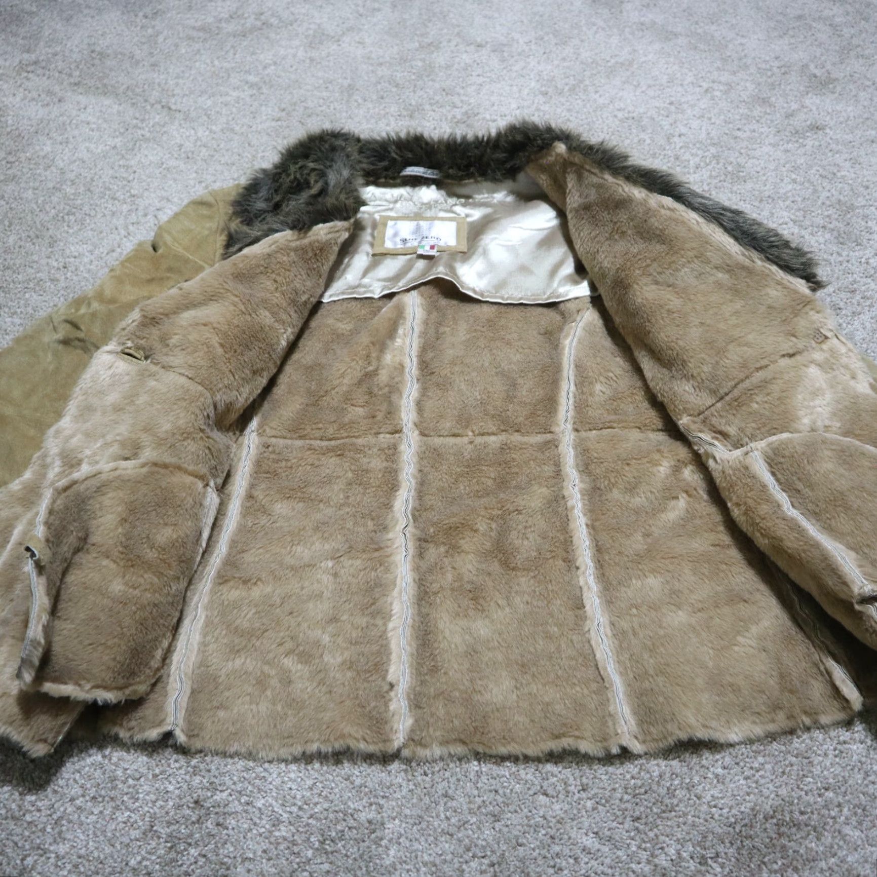 Vintage VINTAGE Leather Jacket Women's M Beige Overcoat Winter Fur Thick Thick Winter Coat Leather Jacket M Womens Beige 90s Size M / US 6-8 / IT 42-44 - 3 Thumbnail