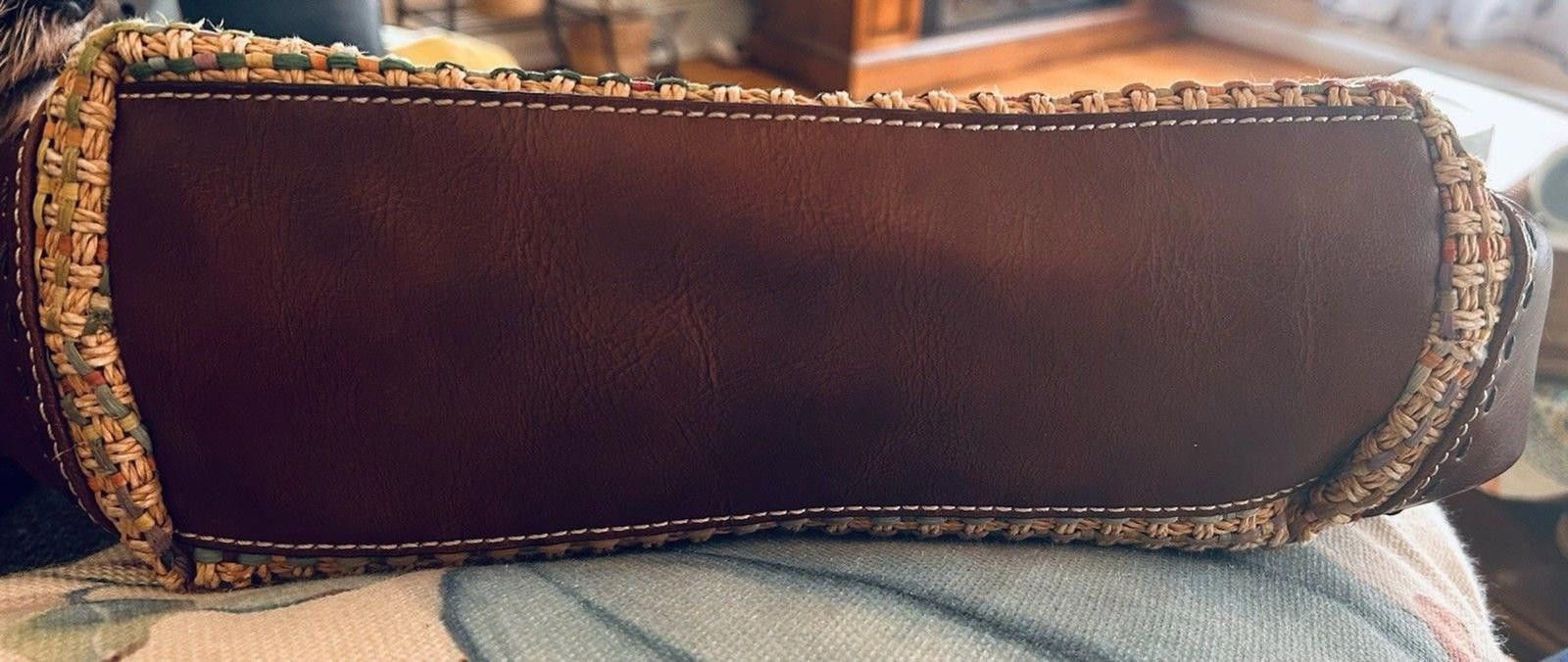 Fossil Vintage Y2K Fossil Purse Woven Straw w/ Leather Accent Bag Size ONE SIZE - 9 Thumbnail