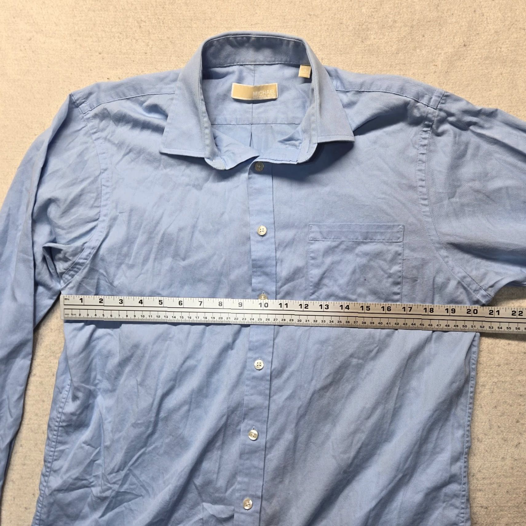 Michael Kors Michael Kors Solid Blue Dress Shirt Regular Men's 16 34/35 Button Up Long Sleeve Collar Shirt Size US L / EU 52-54 / 3 - 4 Thumbnail