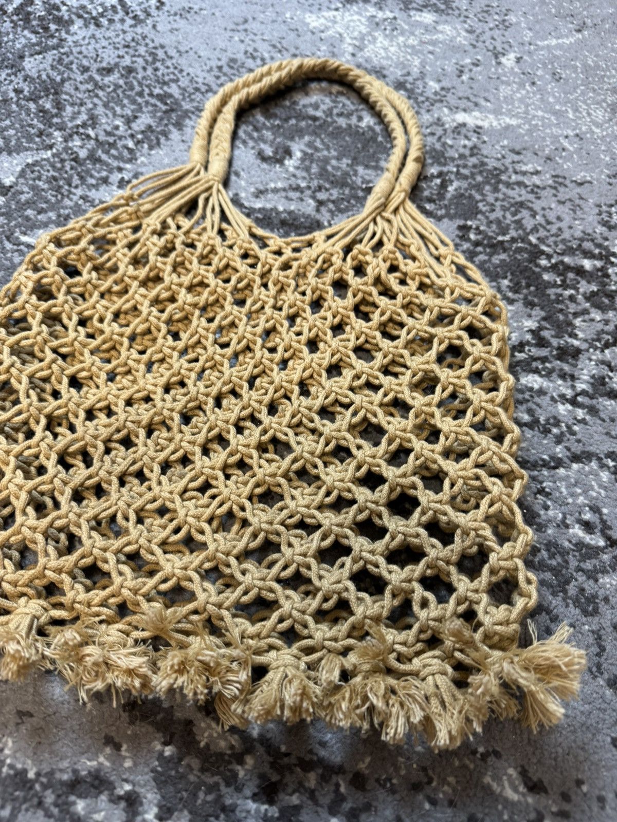 Vintage Vintage Y2K Archival 90s Macrame Bag Brown Openwork Size ONE SIZE - 2 Thumbnail