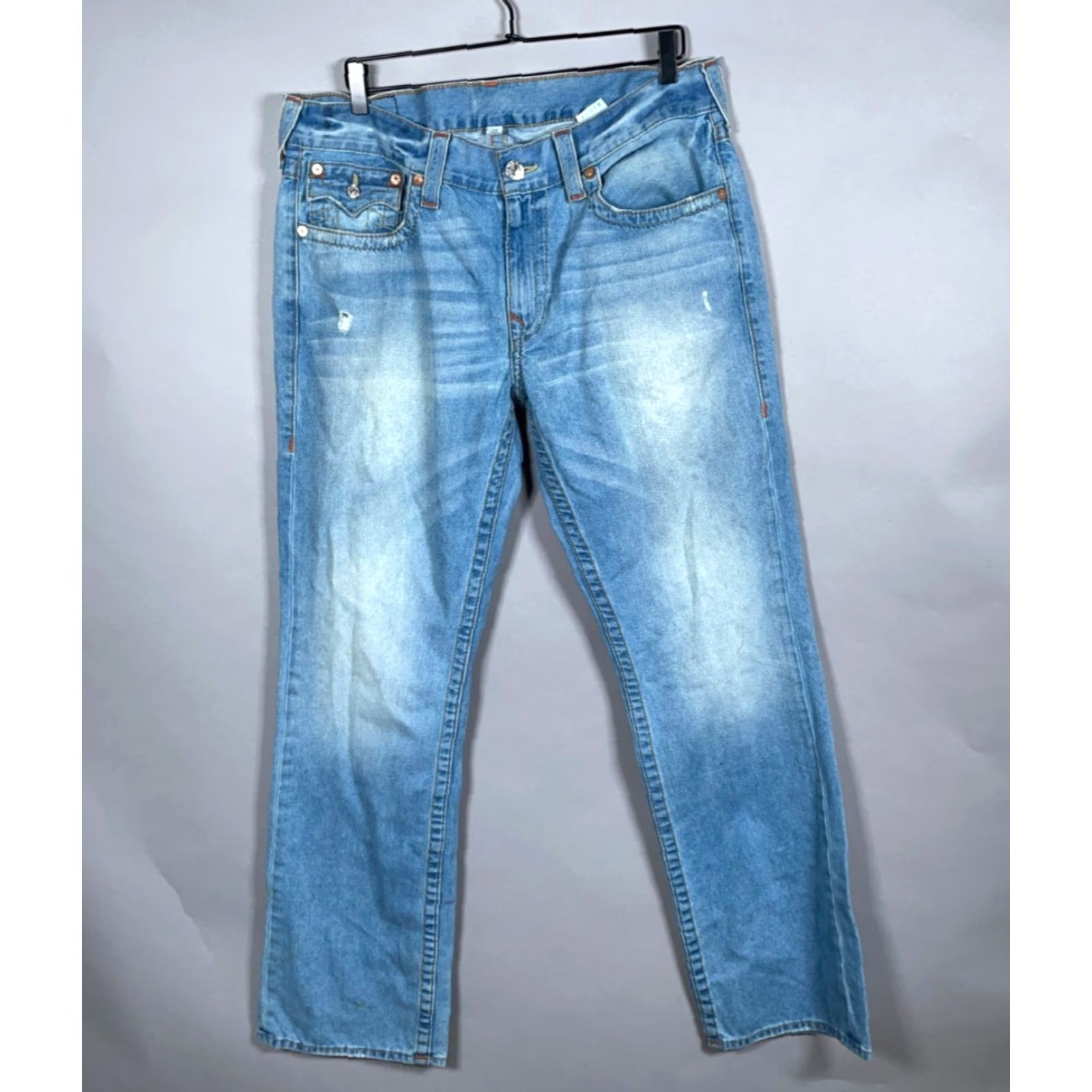 True Religion VINTAGE True Religion Men's Jeans 36 Light Wash Blue Straight Fit 90s Rock Style Denim Size US 36 / EU 52 - 2 Thumbnail