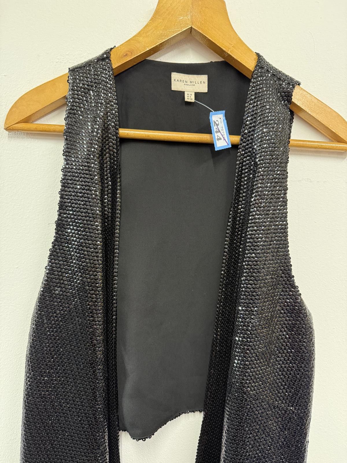 Other Karen Millen Black Sequined Sleeveless Vest Size ONE SIZE - 3 Thumbnail