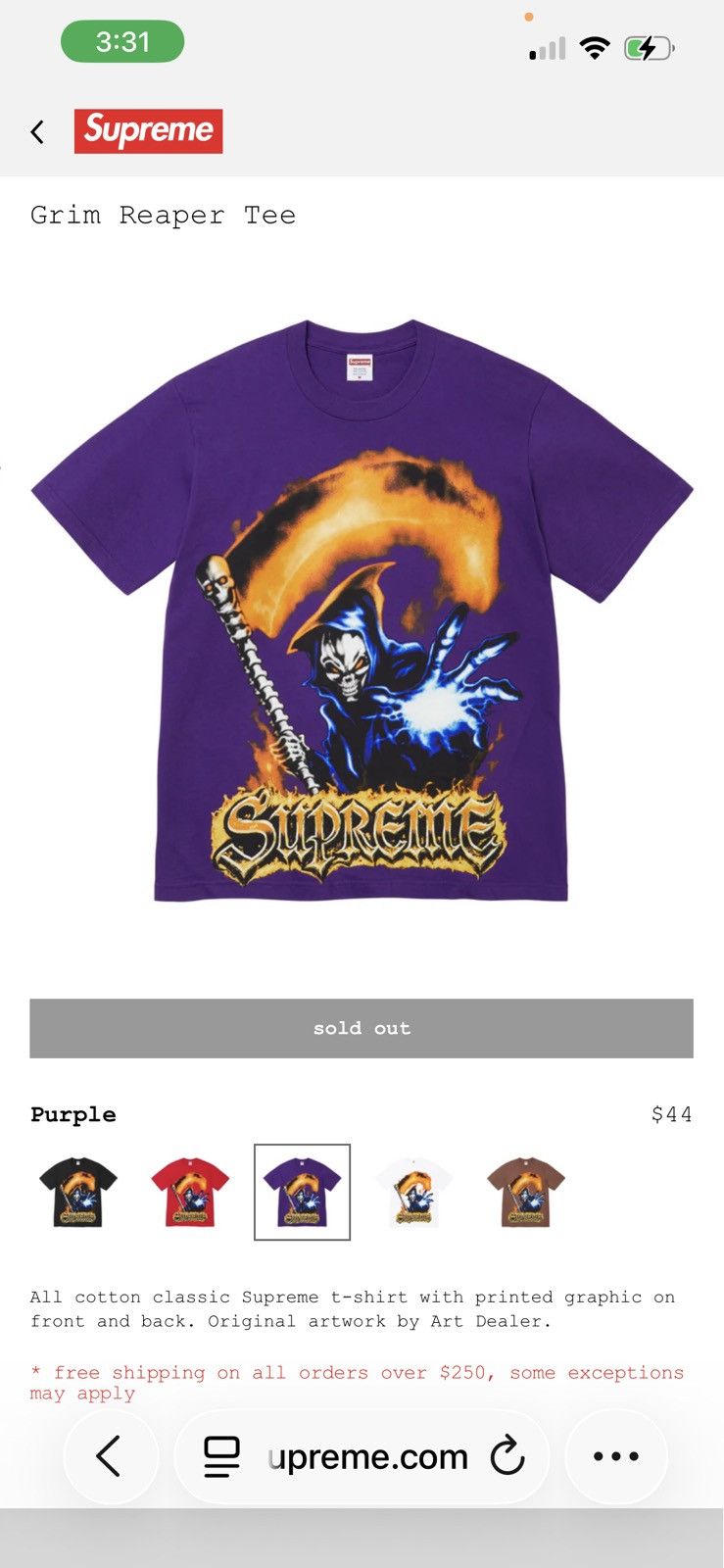 Supreme Supreme Grim Reaper Tee Size US XL / EU 56 / 4 - 1 Preview