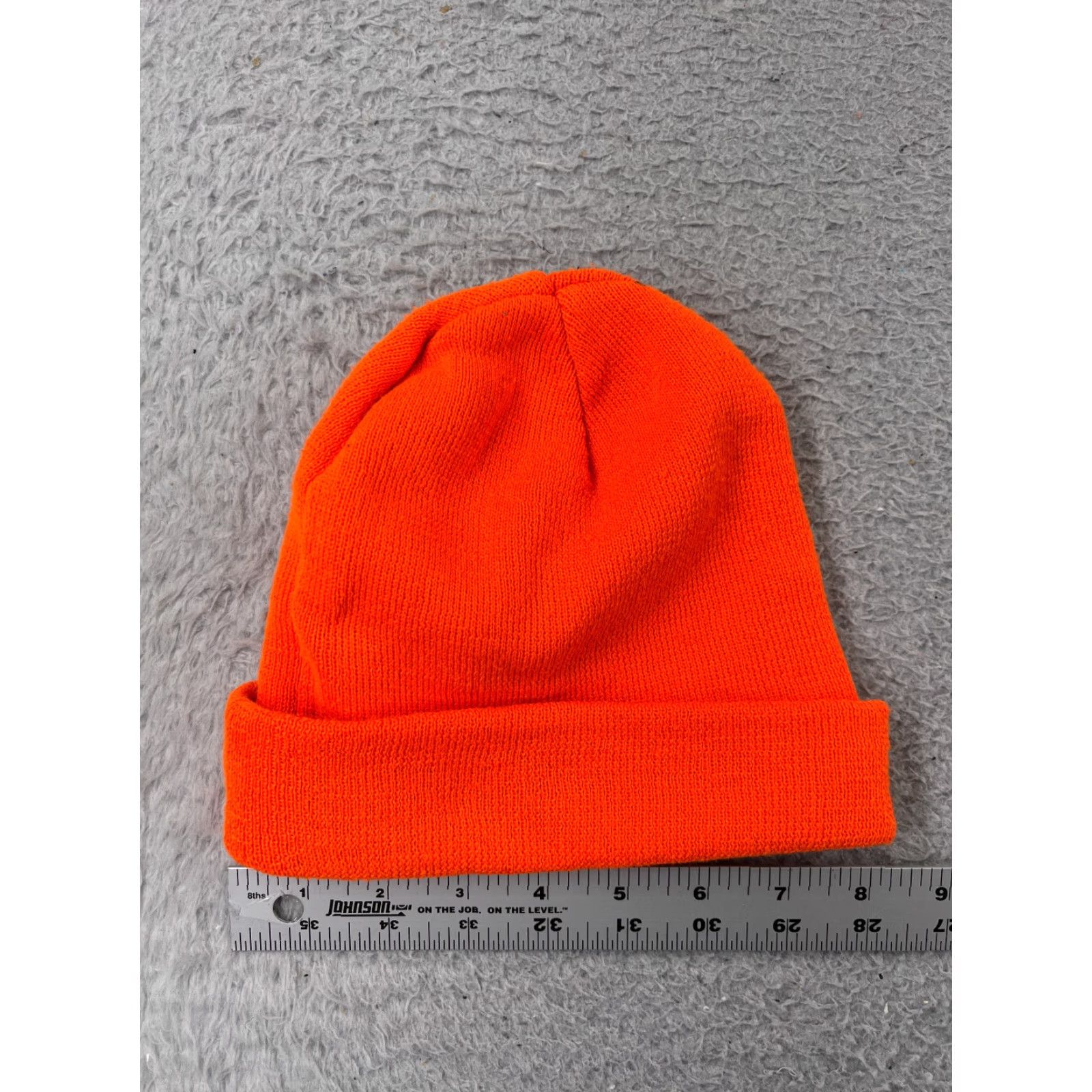 Vintage Beanie Toque Hat Adult Orange Knit Acrylic High Visibility Hunting Snow Winter Ski Mens Size ONE SIZE - 2 Thumbnail