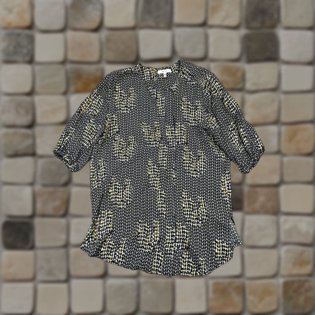 Reiss VINTAGE Reiss Shirt Womens 8 Black Yellow White Blouse Size M / US 6-8 / IT 42-44 - 1 Thumbnail