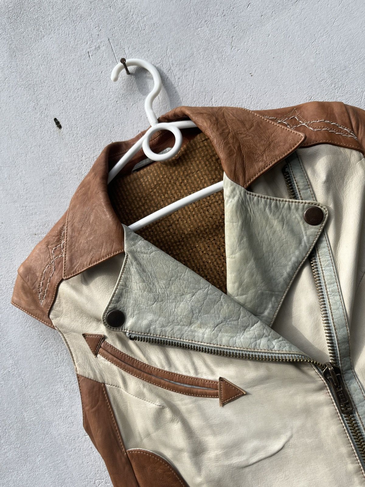 Leather Vintage Suede Skin Vest Real Leather JSB Y2K 90s Moto Japan Size M / US 6-8 / IT 42-44 - 4 Thumbnail