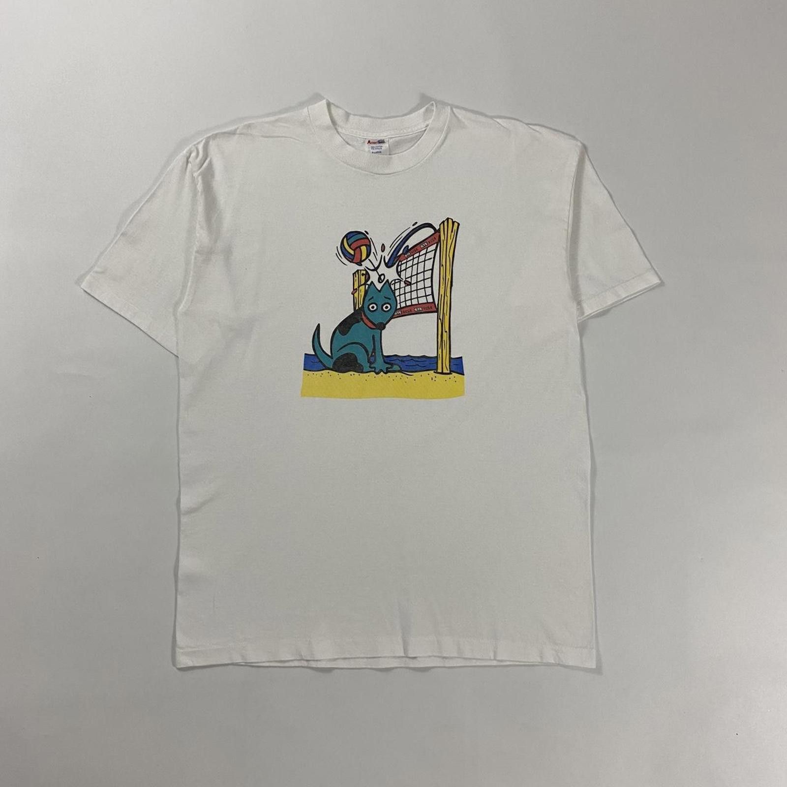 Vintage Vintage 90s Dog Volley Ball Tee Size US XL / EU 56 / 4 - 1 Thumbnail