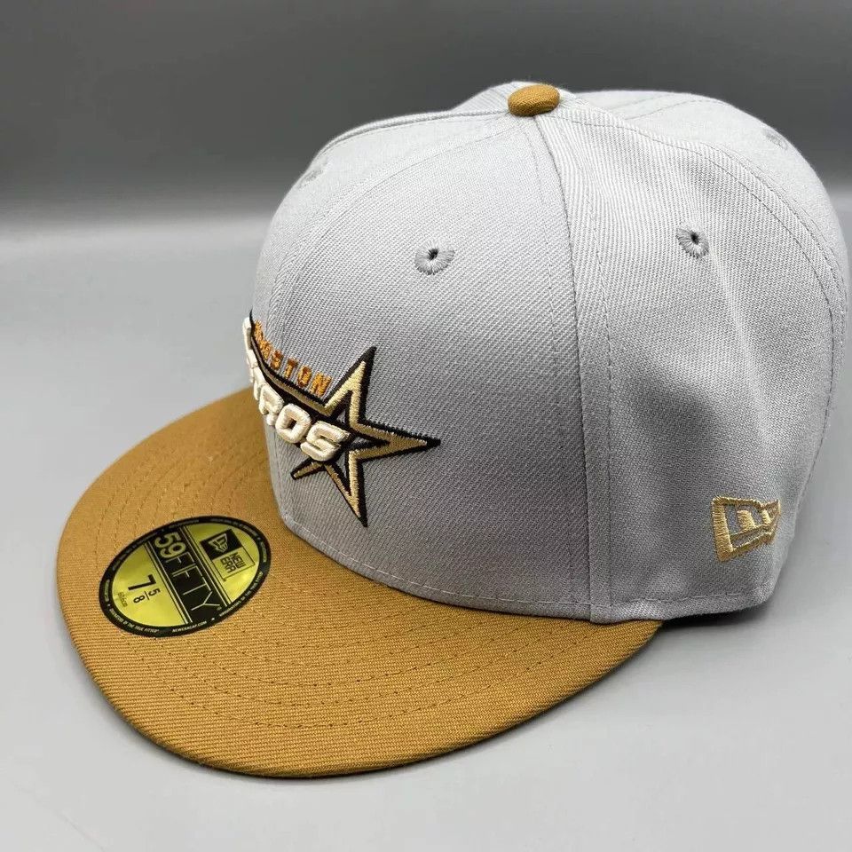 New Era Houston Astros Hat Men 7 5/8 59Fifty New Era MLB Fitted Cap Size ONE SIZE - 4 Thumbnail