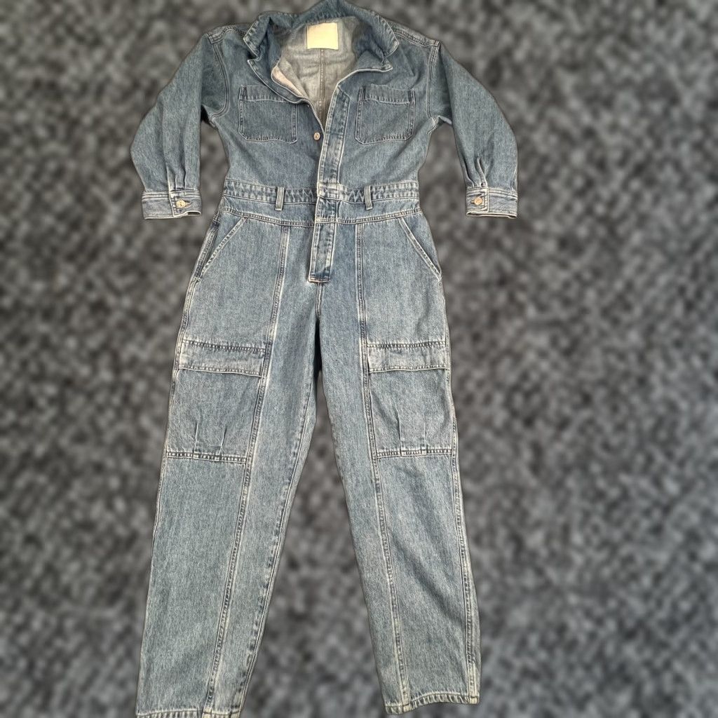 Citizens Of Humanity Citizens of Humanity Jumpsuit One-Piece Denim L Light washed Blue Cotton 100% Relaxed Tapered Pockets Long Sleeve Button Cuffed Elastic Waist Size 36" / US 14 / IT 50 - 1 Thumbnail