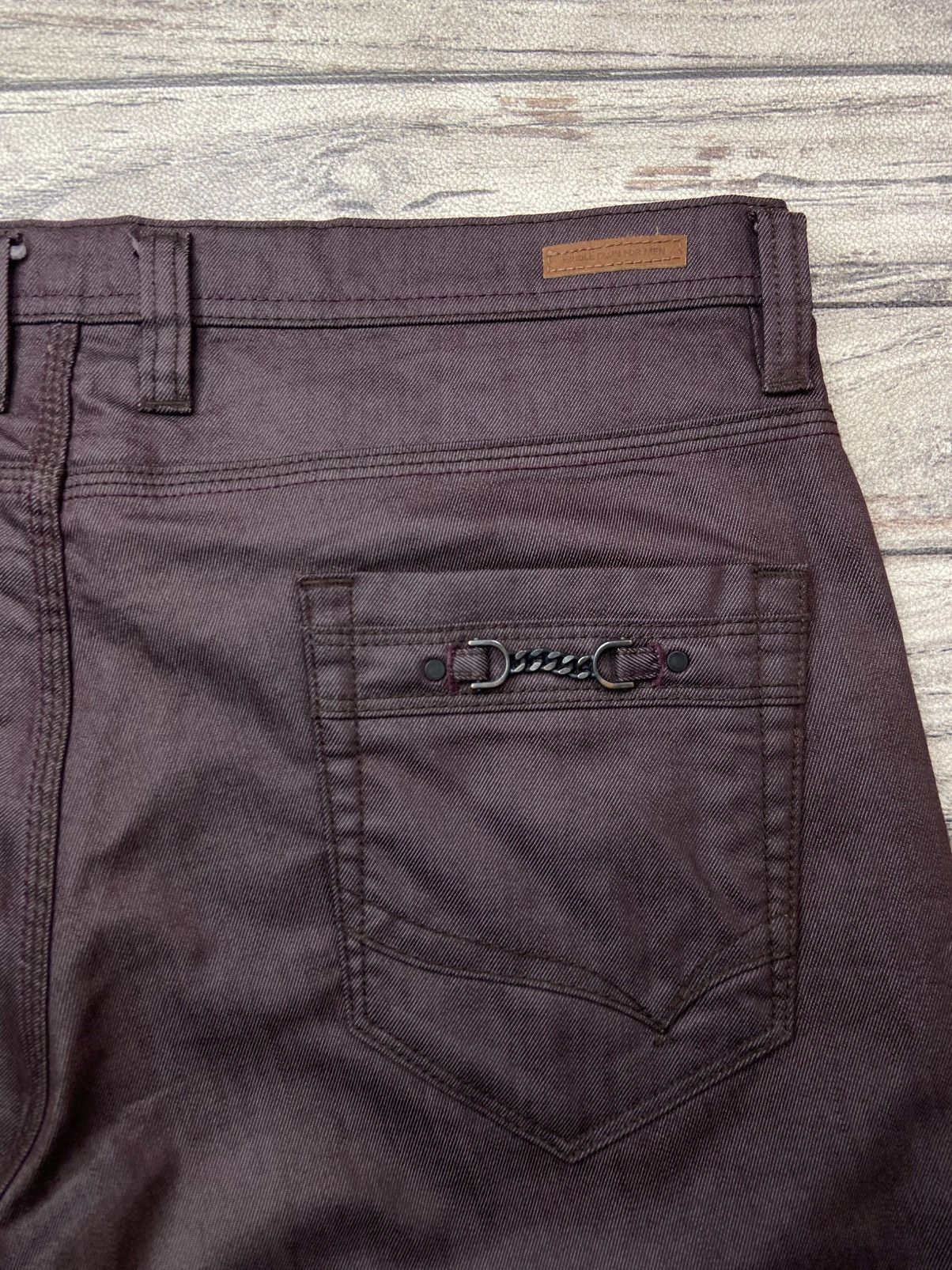 If Six Was Nine × Le Grande Bleu (L.G.B.) × Nicole Club 2000s NCFM Punk Goth Waxed Flare Pants Burgundy Avant Garde Size US 36 / EU 52 - 11 Thumbnail