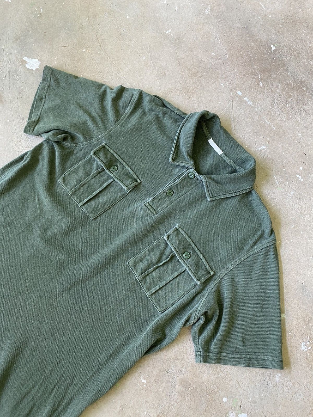 GU GU Olive Military Pocket Polo Japanese Utility Shirt Size US M / EU 48-50 / 2 - 2 Thumbnail