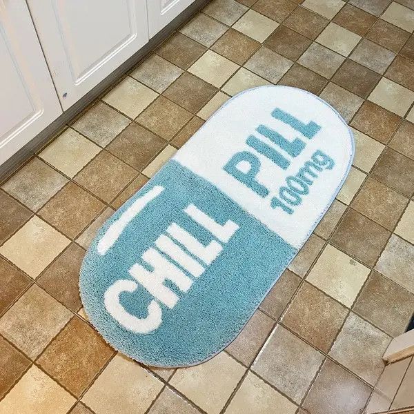 Other 3D Blue "CHILL PILL" Handmade Soft Rug Size ONE SIZE - 4 Thumbnail