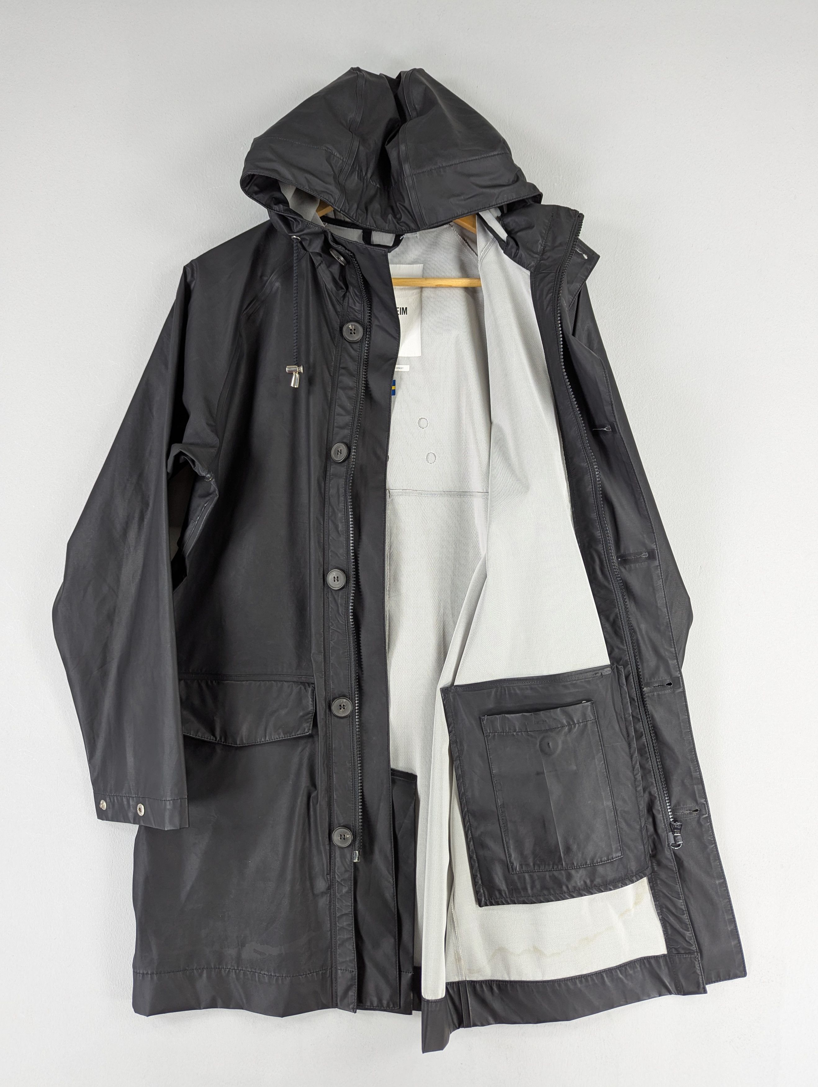 Stutterheim Men's Black Stutterheim Hoodie Long Raincoat Jacket XXS Size US XXS / EU 40 - 12 Thumbnail
