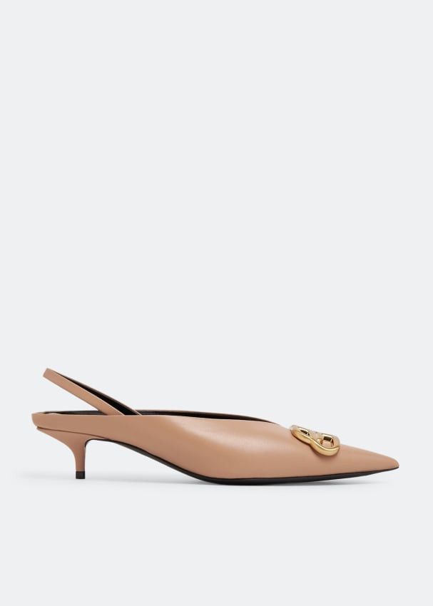 Balenciaga o1srvl11e1124 Square Knife Slingbacks in Beige/Gold Size US 11 / IT 41 - 1 Thumbnail