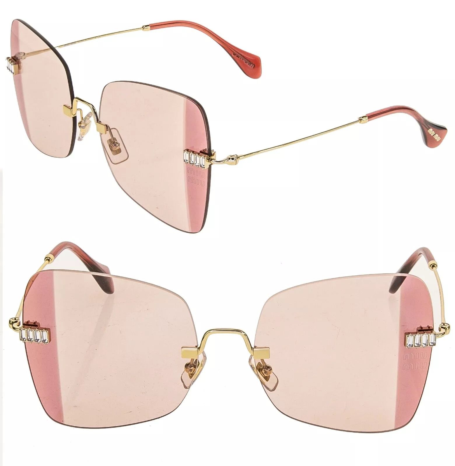 Miu Miu MIU MIU Runway MU50WS Pink Crystal Gold Sunglasses 50W Size ONE SIZE - 1 Thumbnail