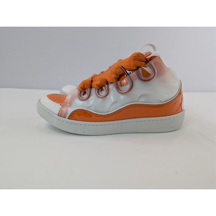 Lanvin o1rshd1 Leather Curb Low-Top Sneaker in Orange / White Size US 9 / EU 42 - 11 Thumbnail