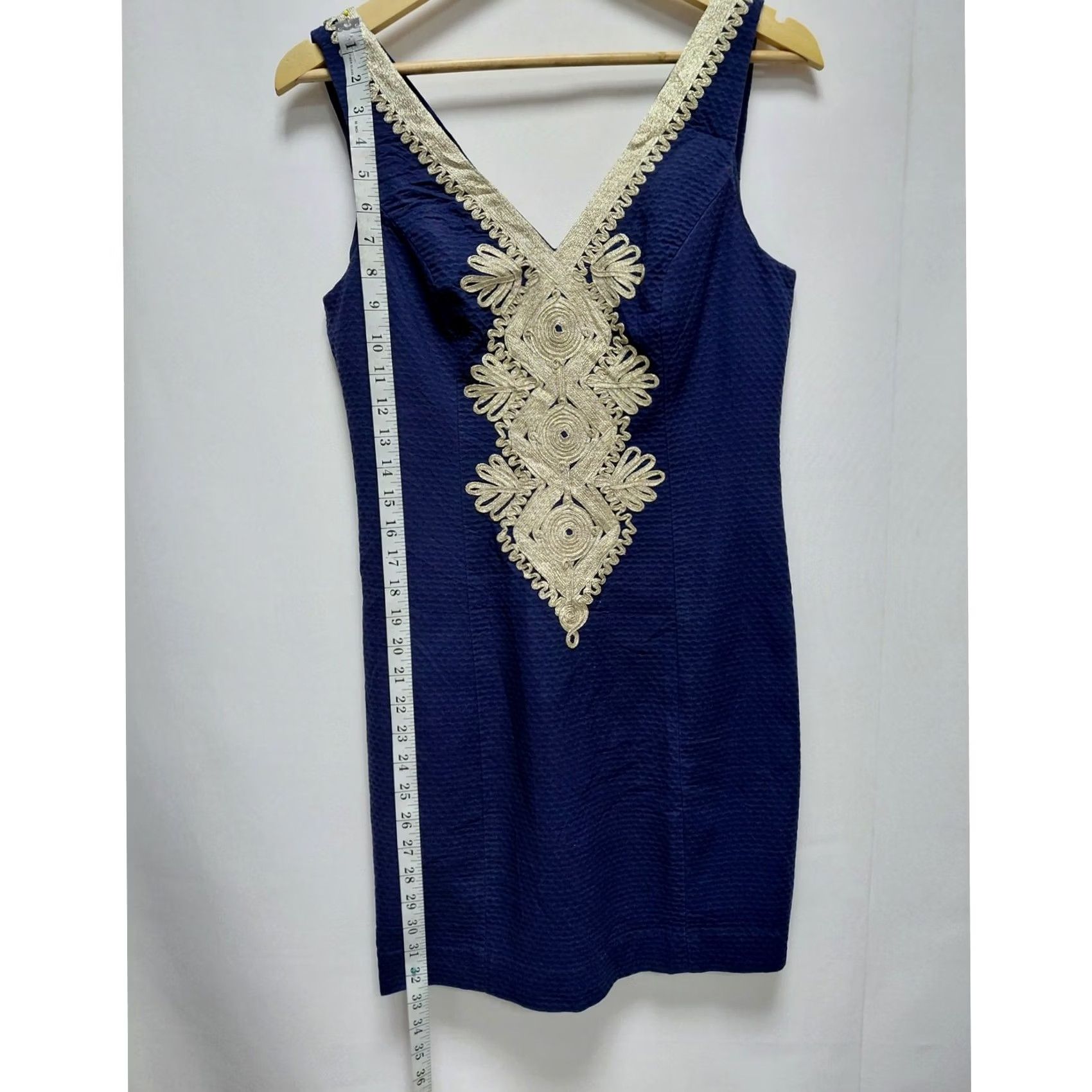 Lilly Pulitzer Lilly Pulitzer Style Cotton Dress Blue Solid Sleeveless Short Women Size 2 Size 26" / US 2 / IT 38 - 4 Thumbnail