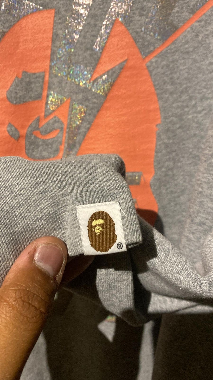 Bape Bape A Bathing Ape Head Lightning Crewneck Sweatshirt Grey Size ONE SIZE - 5 Thumbnail