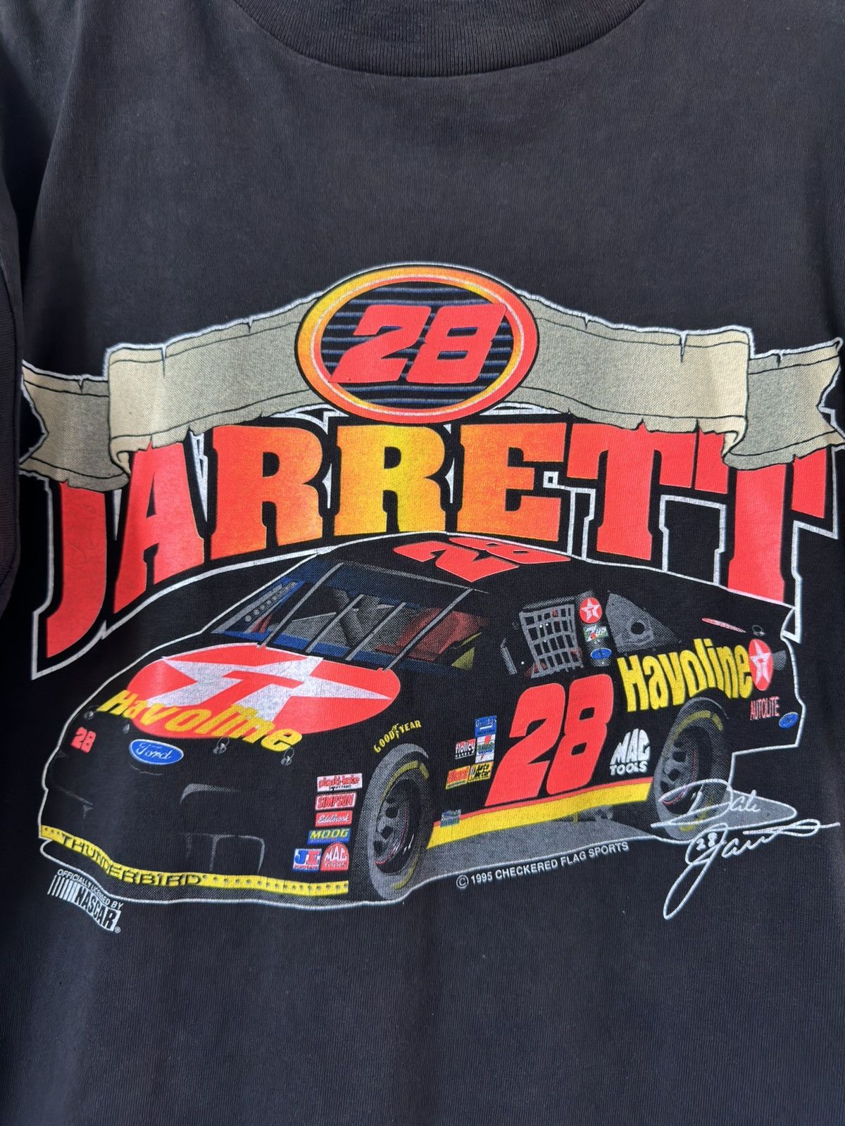 NASCAR × Vintage Vintage 1995 NASCAR Jarrett Distressed T Shirt Size US L / EU 52-54 / 3 - 3 Thumbnail