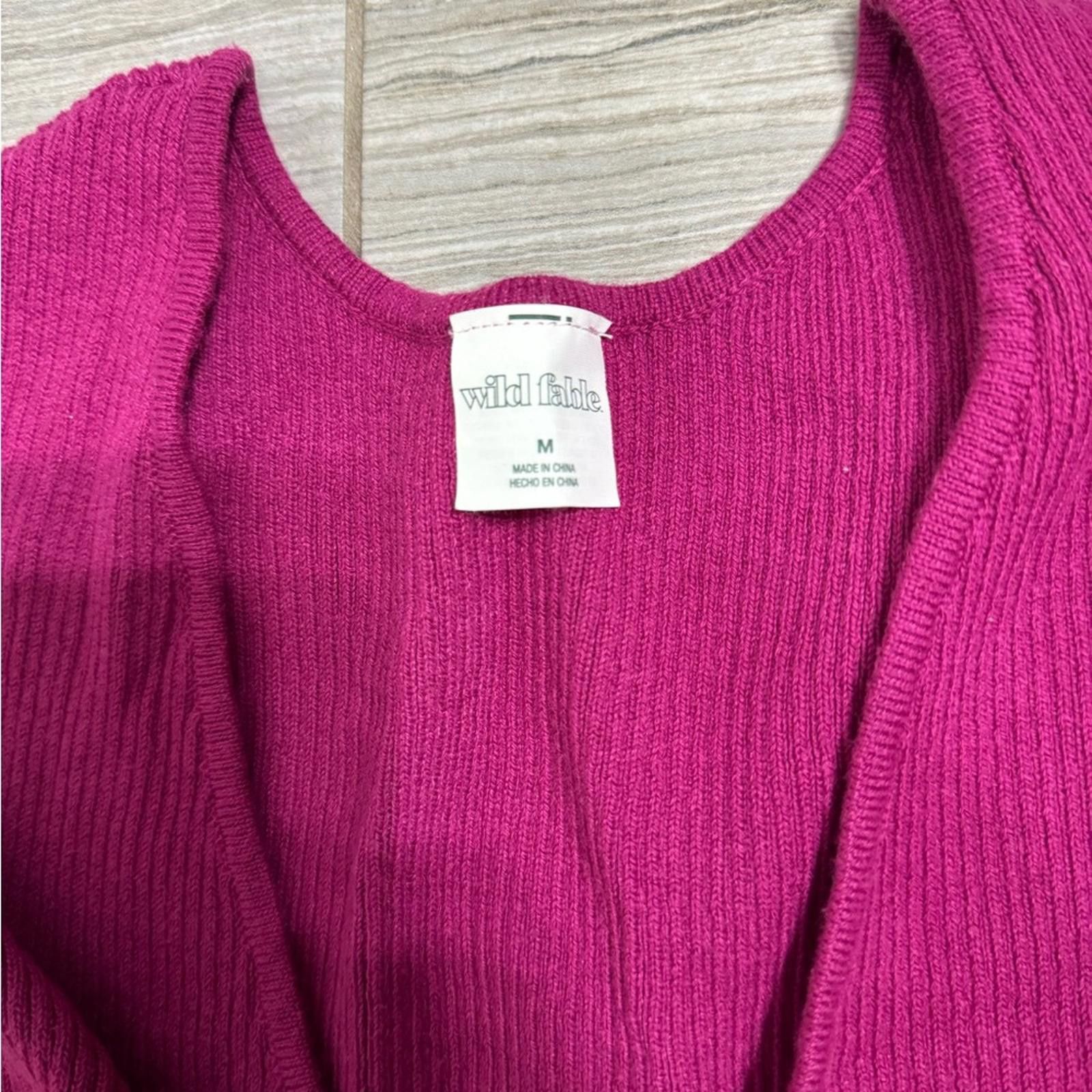 Designer Wild Fable Magenta Knit Crop Vest Sleeveless Tank Top- Sz M Size M / US 6-8 / IT 42-44 - 4 Thumbnail