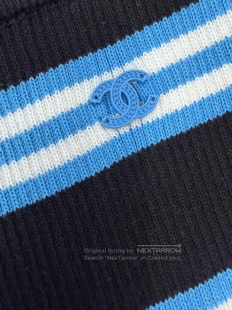 Chanel Chanel Blue striped knitted skirt Size 24" / US 00 / IT 34 - 3 Thumbnail