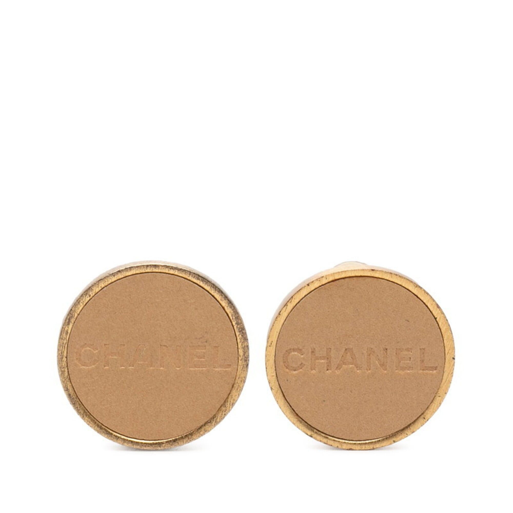 Chanel Chanel Logo Earrings, Gold Beige Plated Leather, Women's CHANEL Size ONE SIZE - 1 Thumbnail
