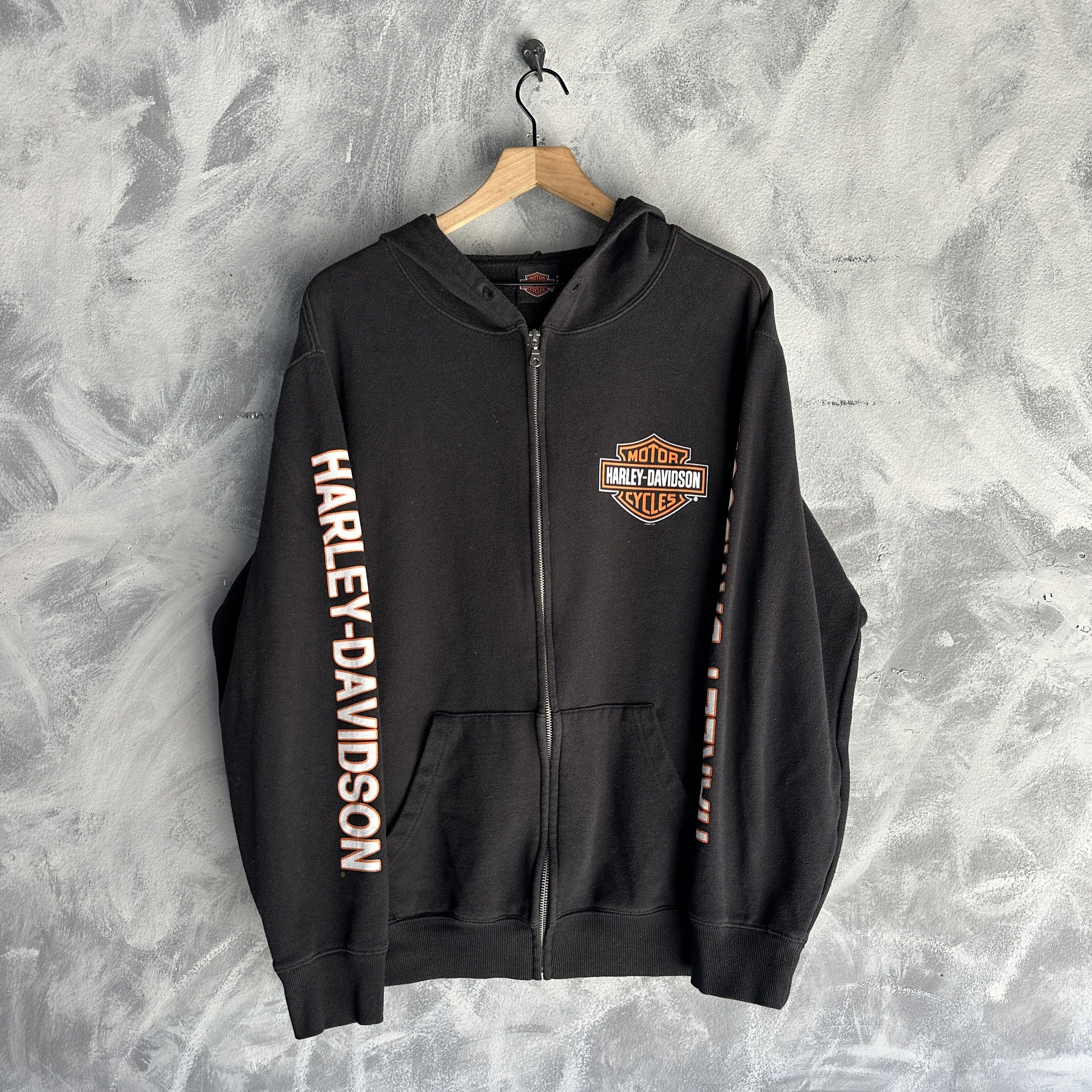 Harley Davidson Vtg Harley Davidson Zip Up Hoodie Mens Sleeve Hits Spell Out Size US L / EU 52-54 / 3 - 1 Thumbnail
