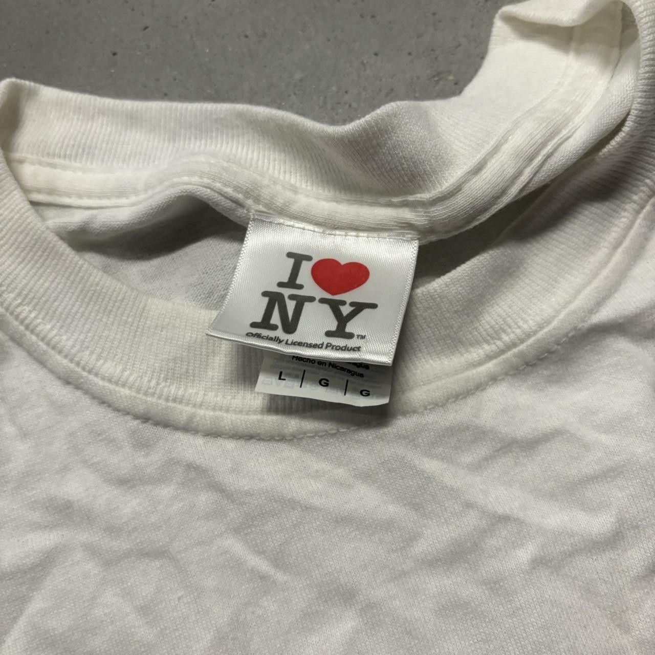 Japanese Brand × Vintage Crazy Vintage Y2K/2000s Grunge White I Love NY Scene Streetwear Graphic Tee! Size US L / EU 52-54 / 3 - 4 Thumbnail
