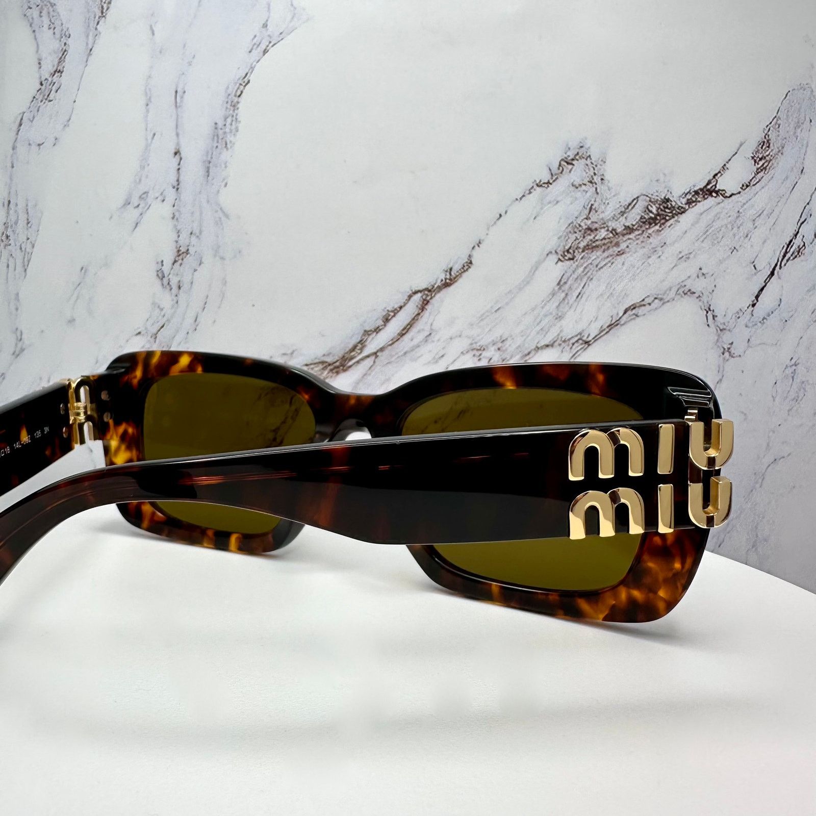 Miu Miu New MIU MIU Sunglasses Brown Tortoise Gold Metal Logo Size ONE SIZE - 15 Thumbnail