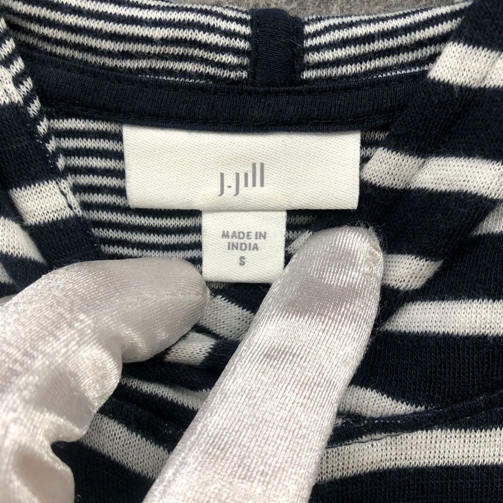 J. Jill J. Jill Hoodie Womens S Navy Blue White Striped Tunic Lounge Cotton S Pullover Crew Neck Casual Size S / US 4 / IT 40 - 5 Thumbnail