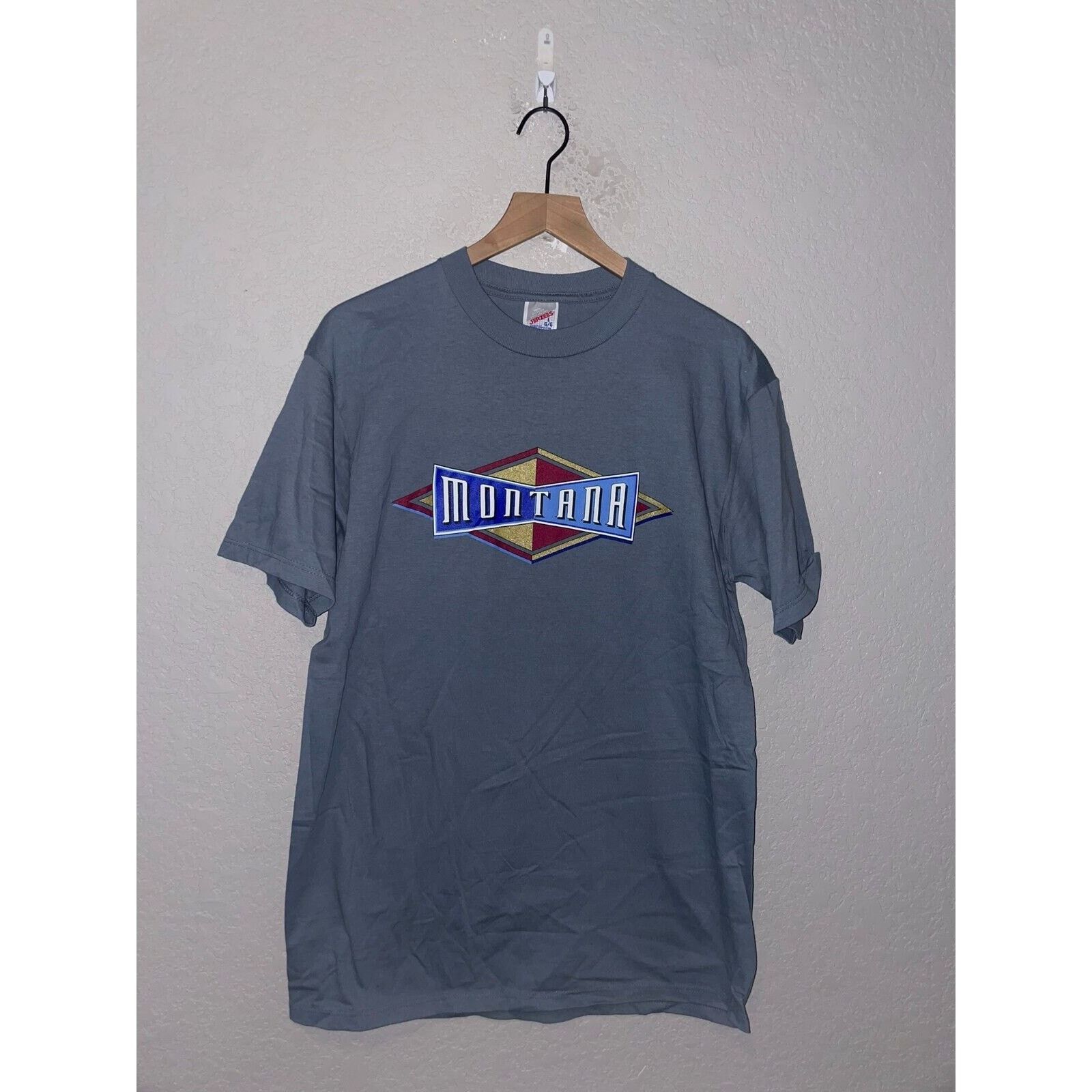 Jerzees Vintage Montana Shirt Diamond State Blue Gray Tee 90s Large Size US L / EU 52-54 / 3 - 1 Thumbnail