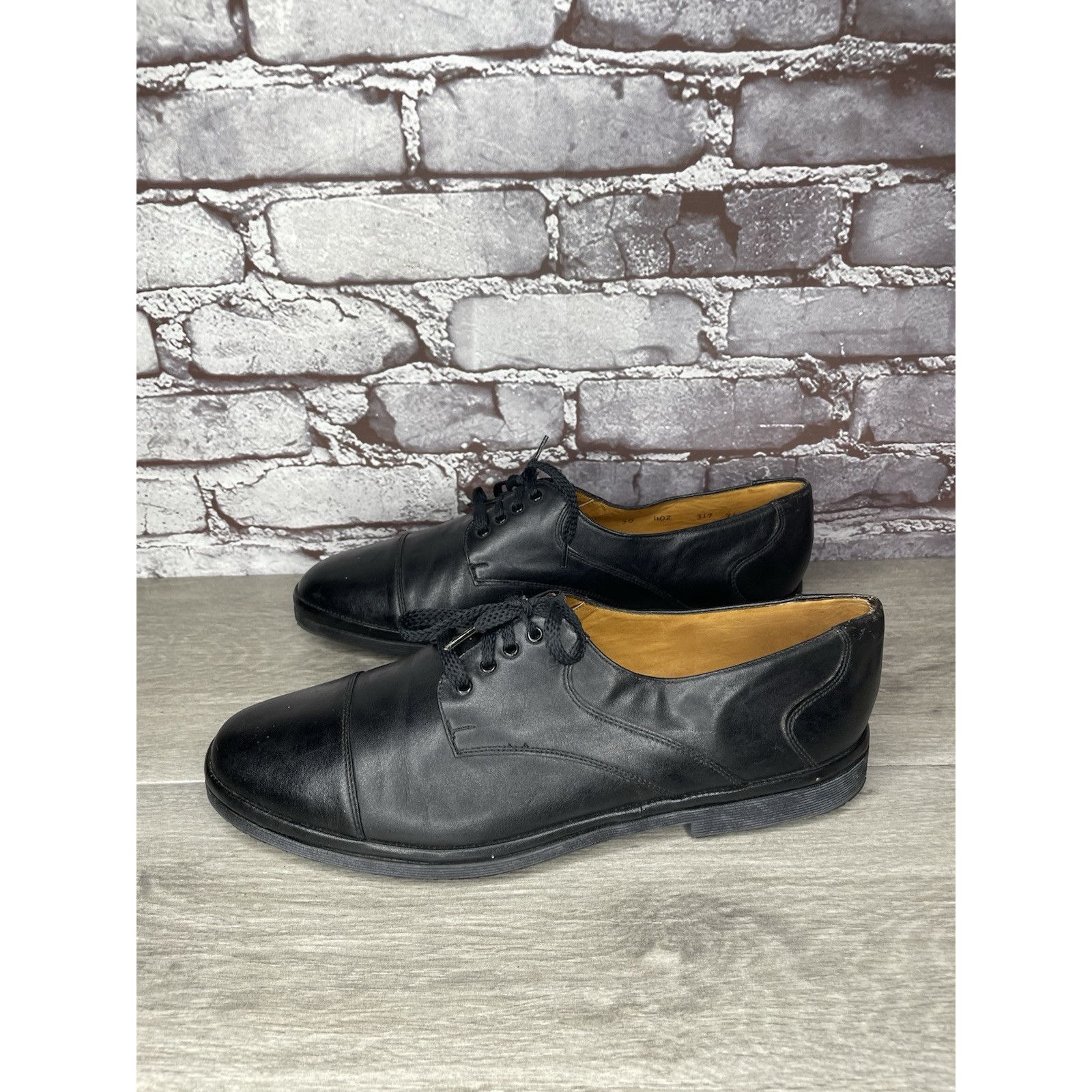 Other Michel Lazardi Black Leather Cap Toe Oxfords Lace Shoes Men Size US 11.5 / EU 44-45 - 12 Thumbnail