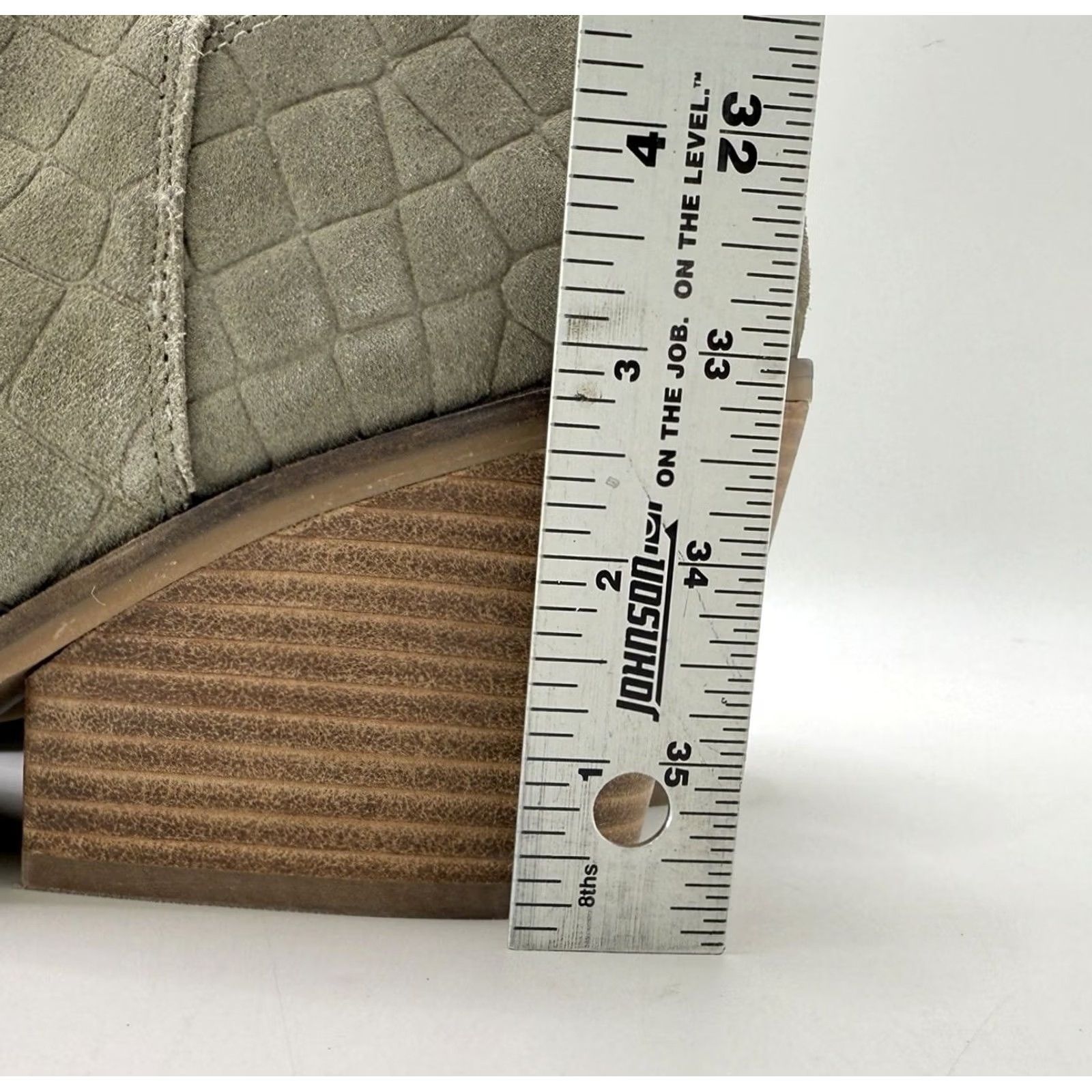 Lucky Brand Lucky Brand Tie Womens Khaki Green Ankle Leather Upper Croc Heeled Booties Saucie Size US 7 / IT 37 - 5 Thumbnail