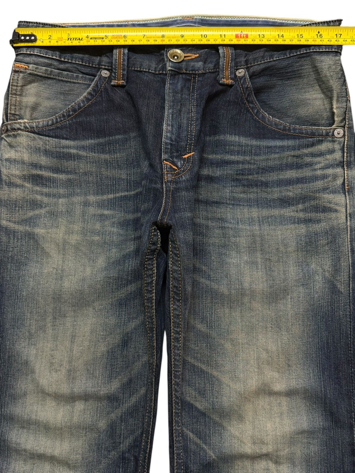 Edwin Vintage 90s Edwin XV Blue Faded Wash Whiskers Straight Leg Size US 34 / EU 50 - 10 Thumbnail