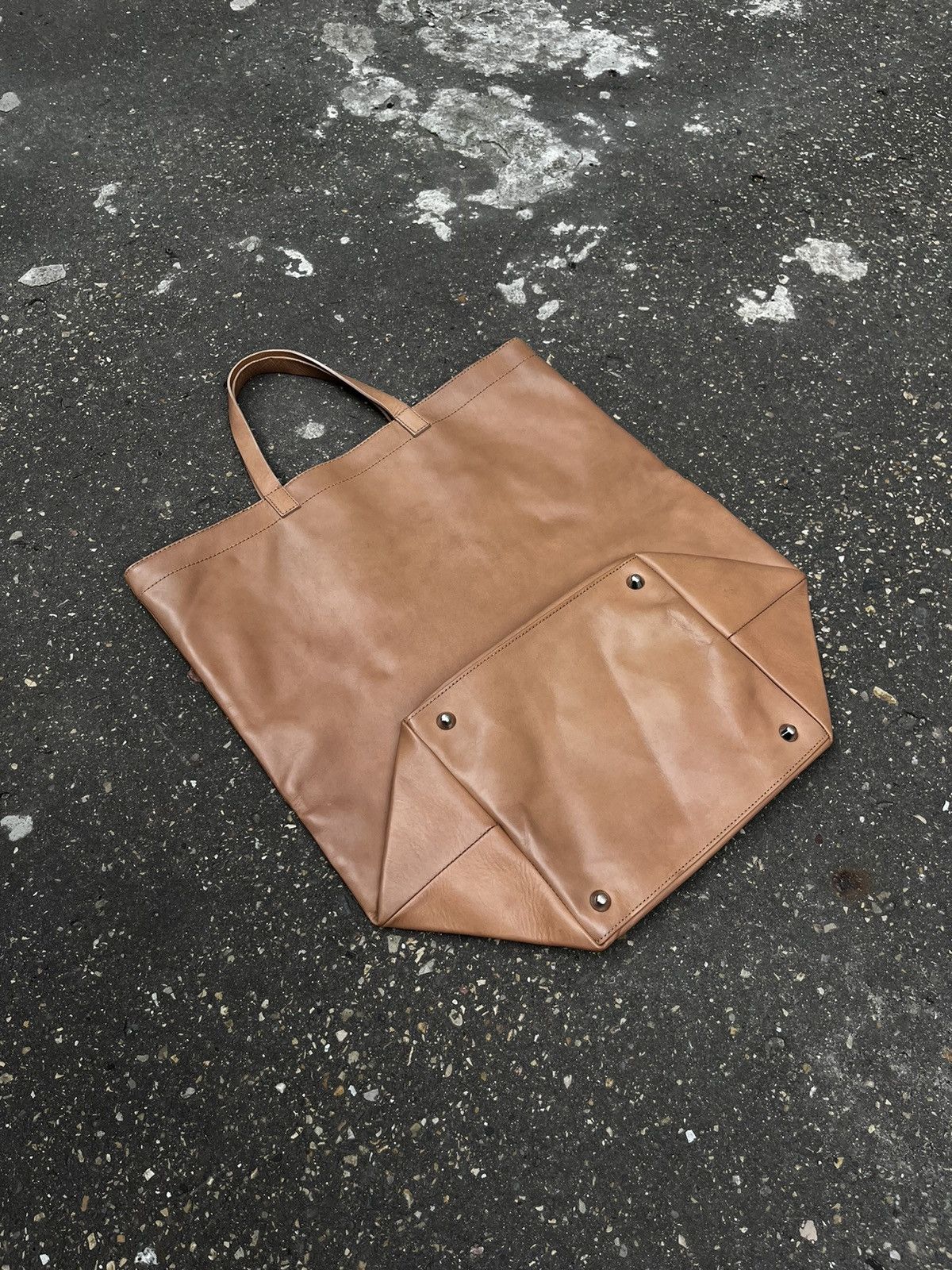 Avant Garde Maison Martin Margiela Hm Fw09 Folded Base Tote Leather Bag in Brown, Men's